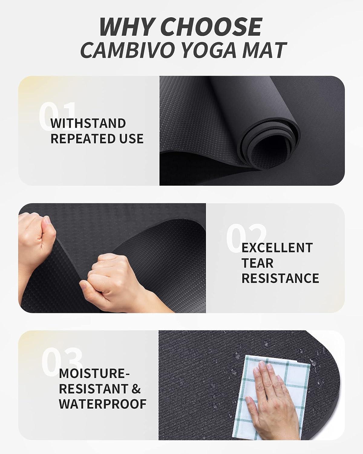 CAMBIVO Large Yoga Mat, Extra Thick Workout Mats for 6' x 4' x 8 mm, Black