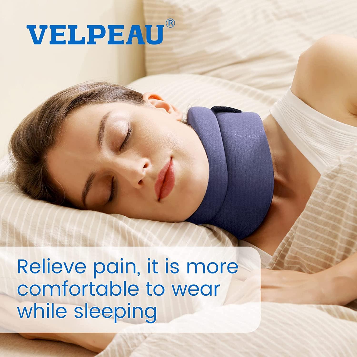 VELPEAU Neck Brace -Foam Cervical Collar - Soft Neck Support Relieves Pain  Pressure in Spine - Wraps Aligns Stabilizes Vertebrae - Can Be Used During  Sleep (Comfort Blue Medium 3) Medium (Pack