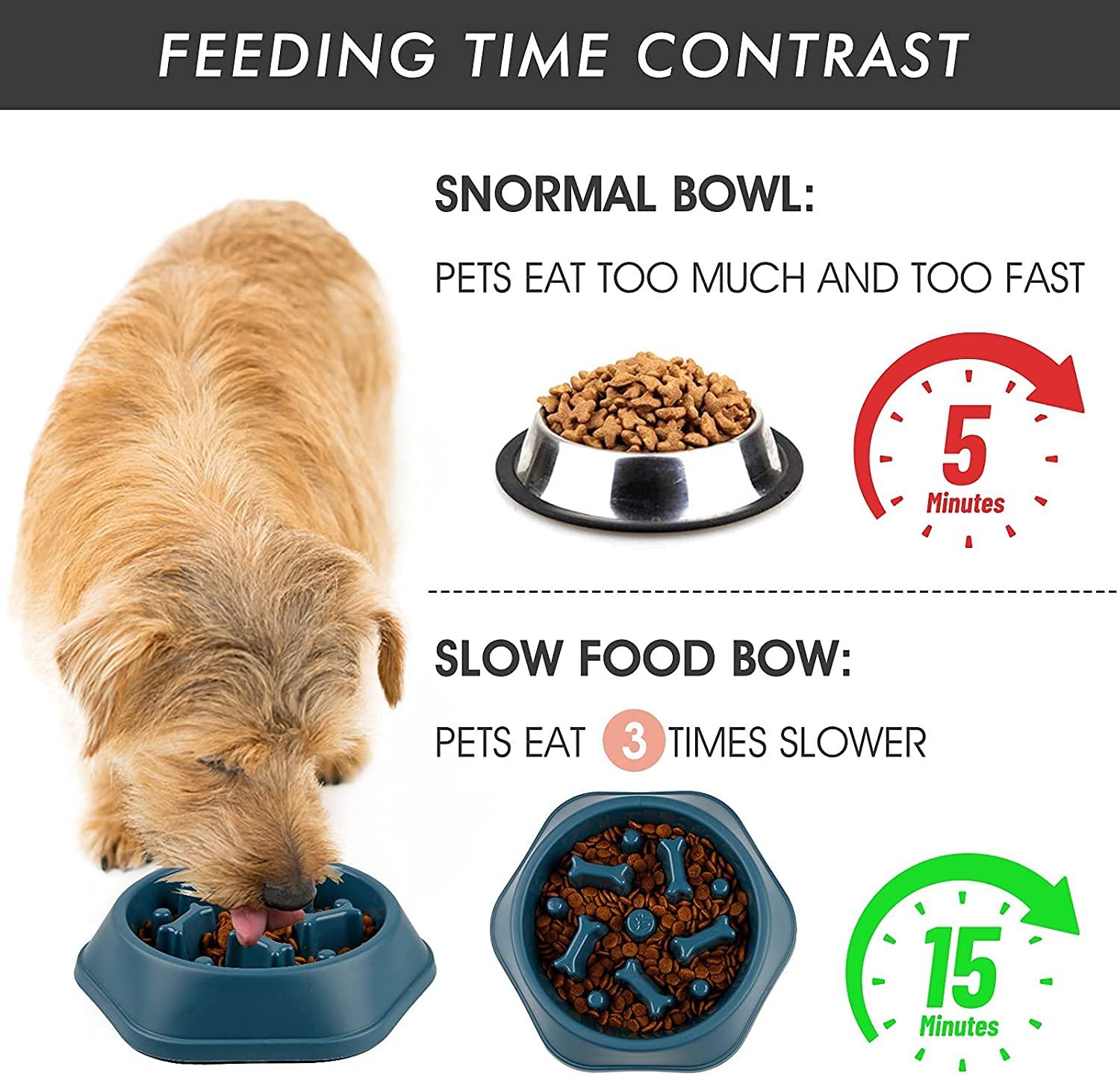 Happy Date Slow Feeder Dog Bowl, Puzzle Dog Food Bowl Anti-Gulping  Interactive Dog Bowl and Water Dog Bowl for Small/Medium Sized Dogs 