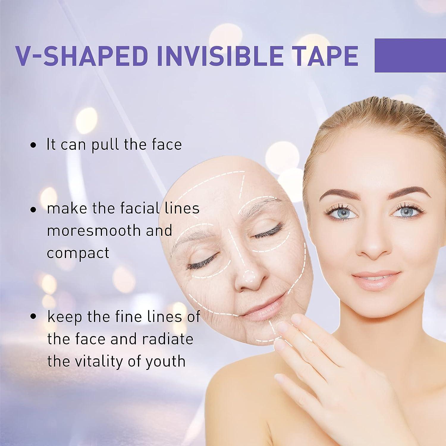 40 Pcs Face Tape Lifting Invisible with String for Wrinkles, Jowls, Neck,  Eye, Waterproof High Elasticity V Shape Lift Tape Stickers, Instant Makeup