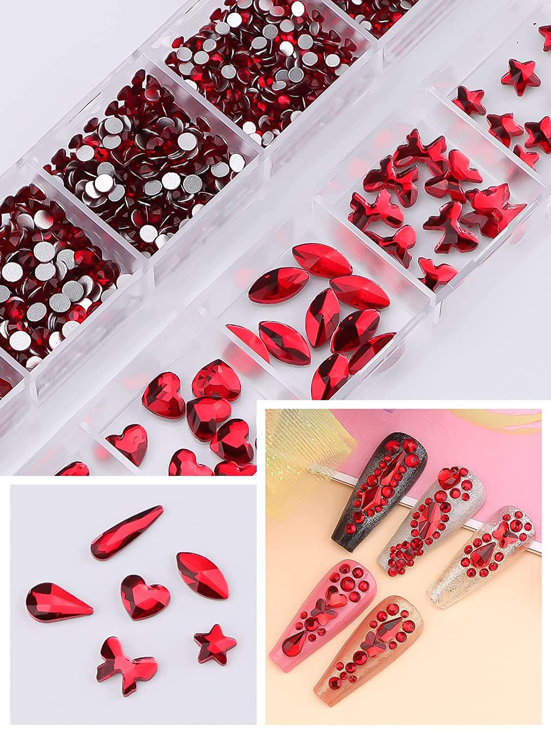5pcs Red Nail Rhinestones Glitter Crystal Rhinestones Top Glass Decorations  Gems for New Year Christmas Nail Art Accessories - AliExpress