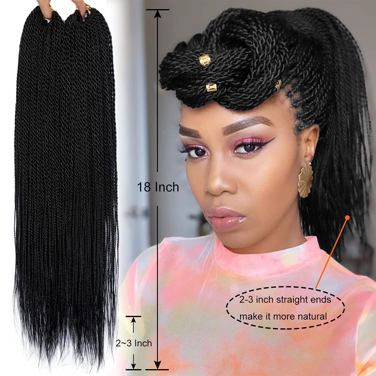 Senegalese Twist Crochet Hair, 14 Inch Crochet Braid For Black Women 8  Packs Kids Crochet Hair 30 Strands/Pack Crochet Twist With Natural Ends(14
