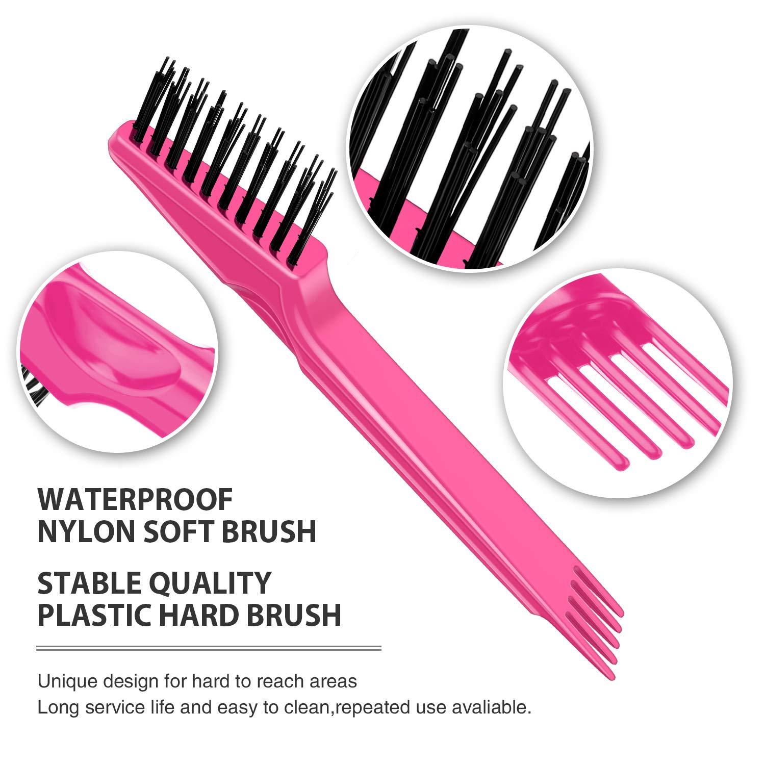 2 Pieces Hair Brush Cleaning Tool Comb Cleaning Brush Comb Cleaner Brush  Hair Brush Cleaner Mini Hair Brush Remover for Removing Hair Dust Home and  Salon Use (Plastic Handle Rake, Pink) Plastic