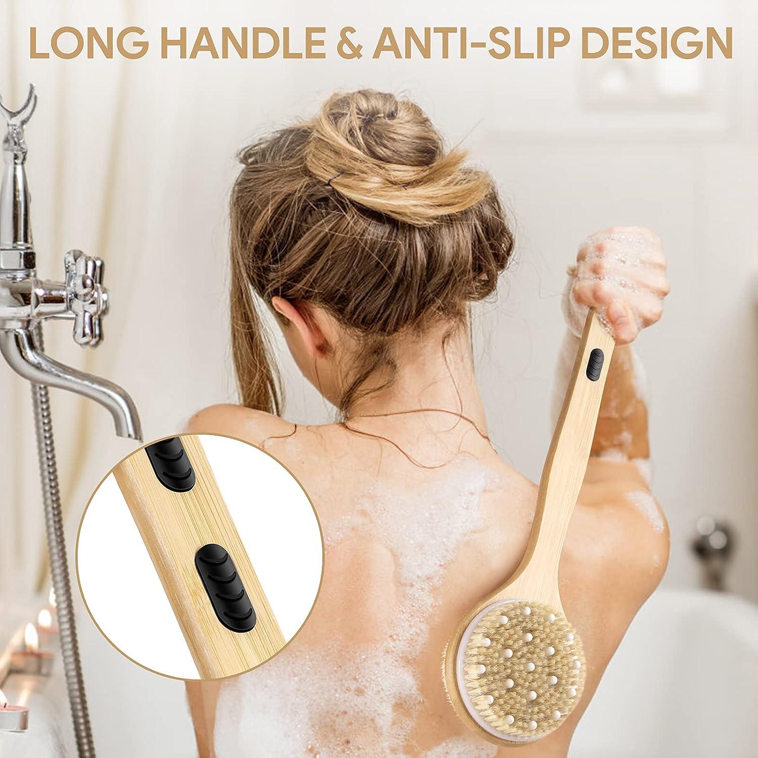 Slick- Shower Brush, Double Sided Brush, Back Scrubber, Bath Brush