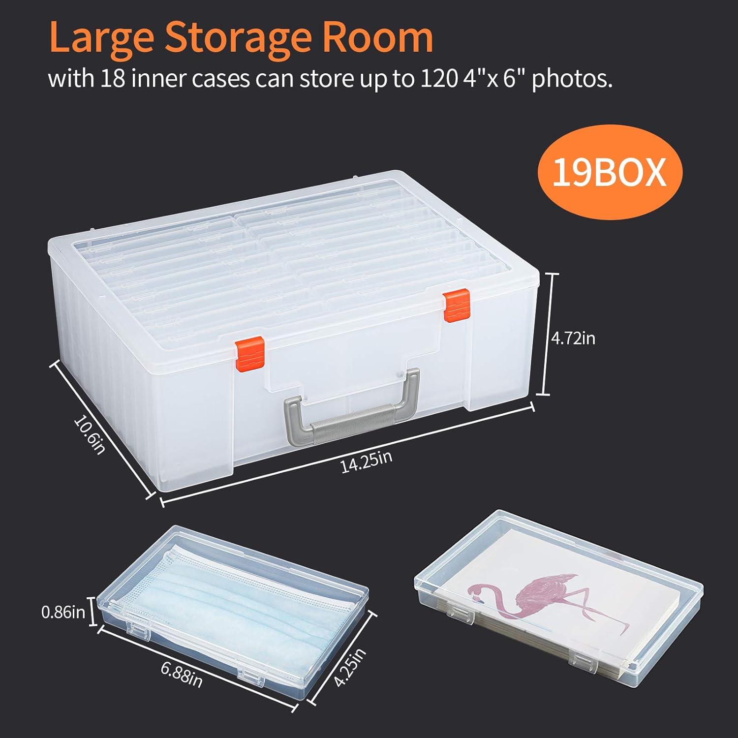 Photo Storage Box 4x6 18 Inner Extra Large Photo Case Large Photo Organizer  Acid-Free Photo Box Storage Photo Keeper Photo Storage Case Plastic Craft  Storage Box for Photo Stickers Stamps Seeds (Clear 18 Boxes) 18 Boxes Clear