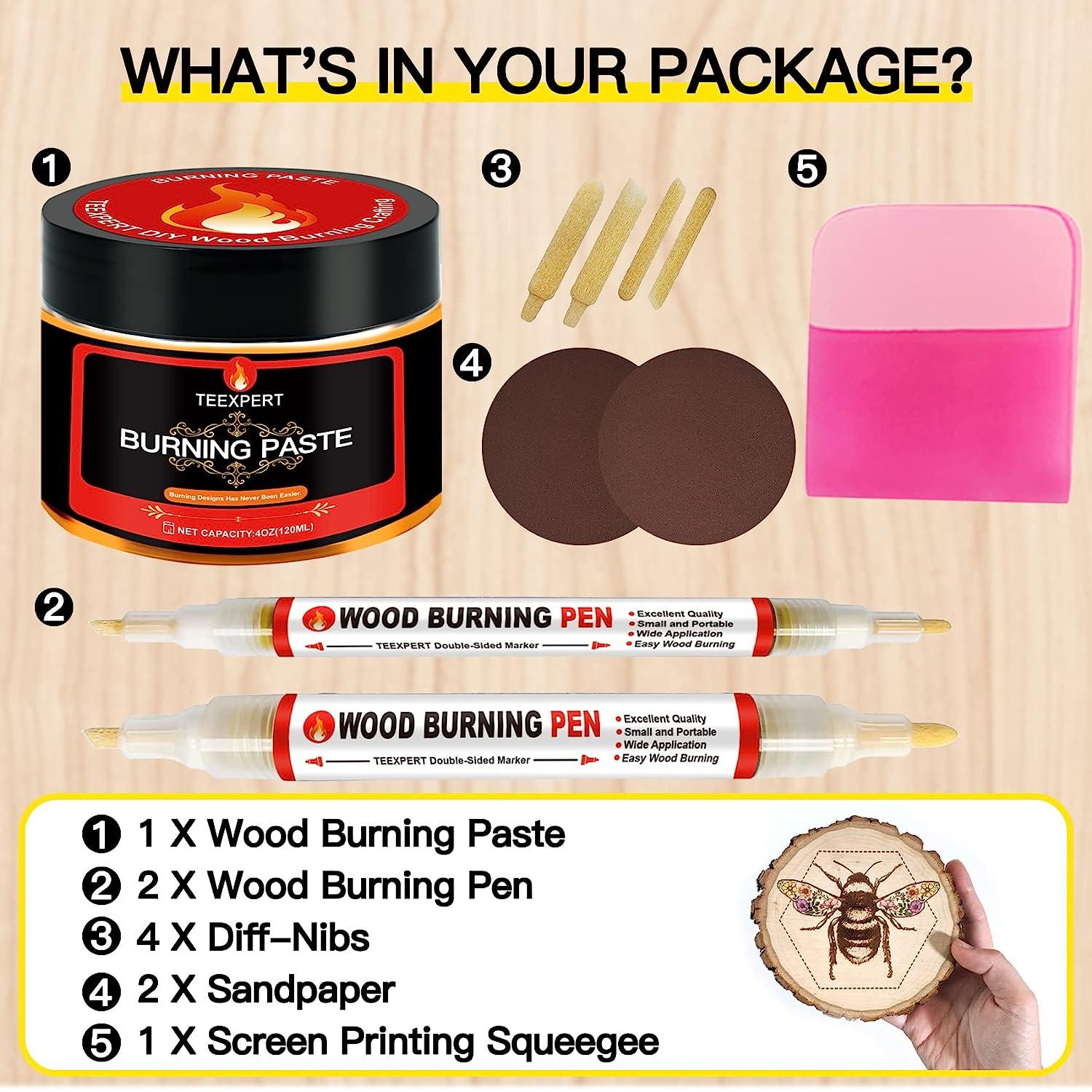 Wood Burning Gel Pen Kit,wood Burning Paste With Squeegee For Diy