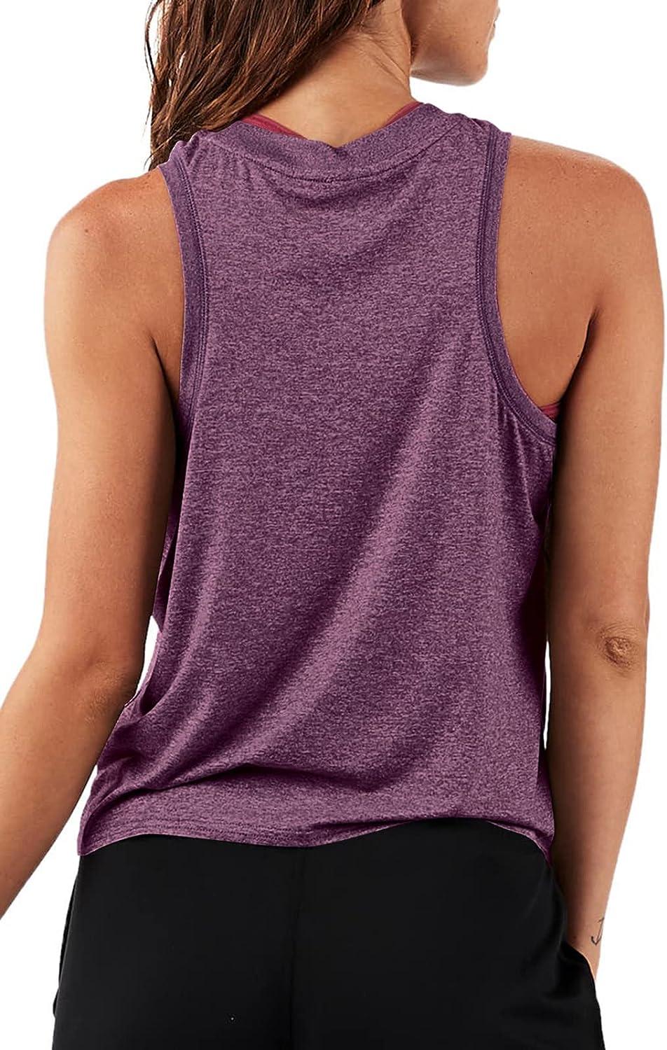 GetUSCart- Mippo Cute Workout Tops for Women Yoga Tank Tops Loose Fit  Sleeveless Athletic Gym Tops Open Back Tennis Shirts Muscle Tank Summer Workout  Clothes for Women Violet Purple M
