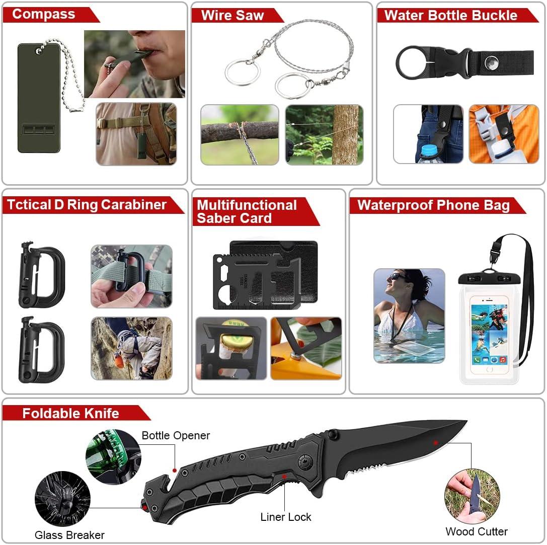 Survival Kit,222 PCS Emergency Survival Gear First Aid Kit with