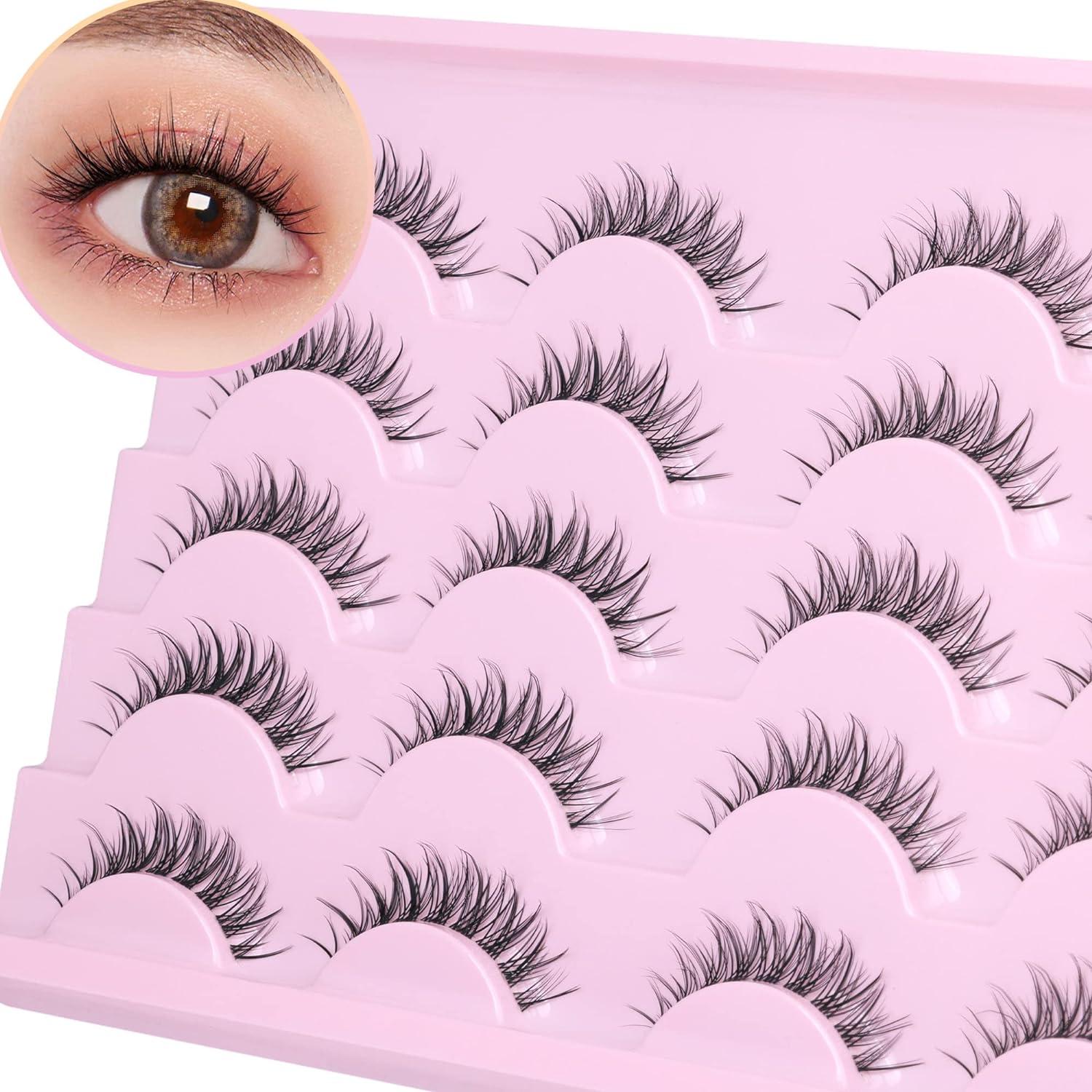 Natural Manga Lashes False Eyelashes Wispy Anime Fake Lashes Clear Band  Asian Korean Lashes Manhua Strip