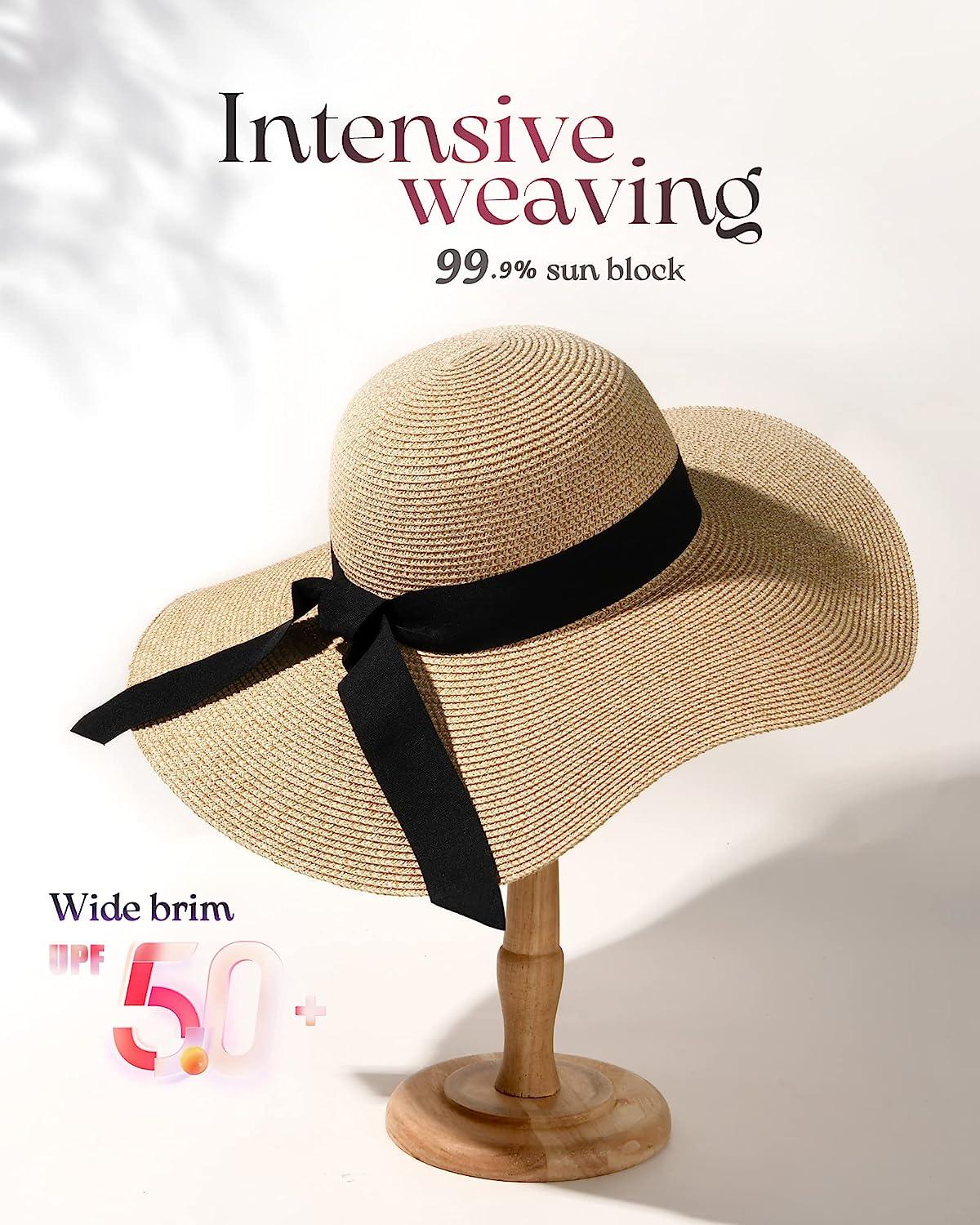 Summer Straw Hat Women Ladies Wide Brim Beach Hat Sun Foldable Cap