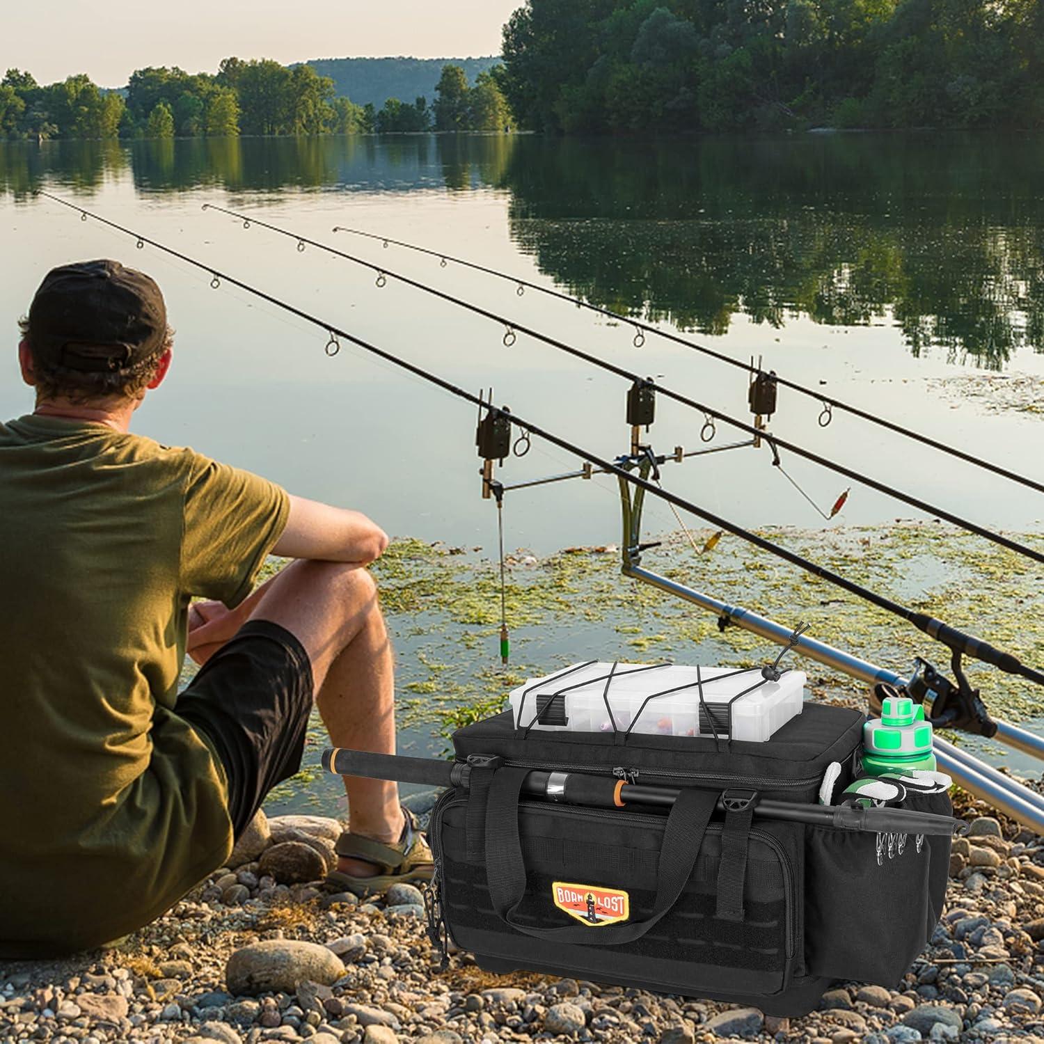Fishing Tackle Bag 41 x 24 x 9cm Portable Hard EVA Box Fishing Rod