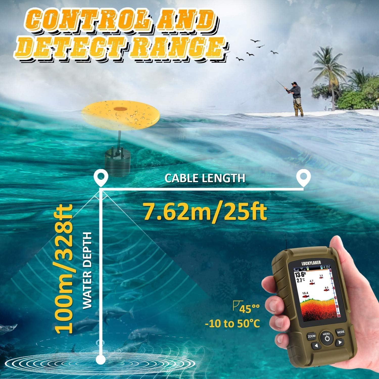 LUCKY Wireless Handheld Fish Finders Boat Wired Transducer Fishing