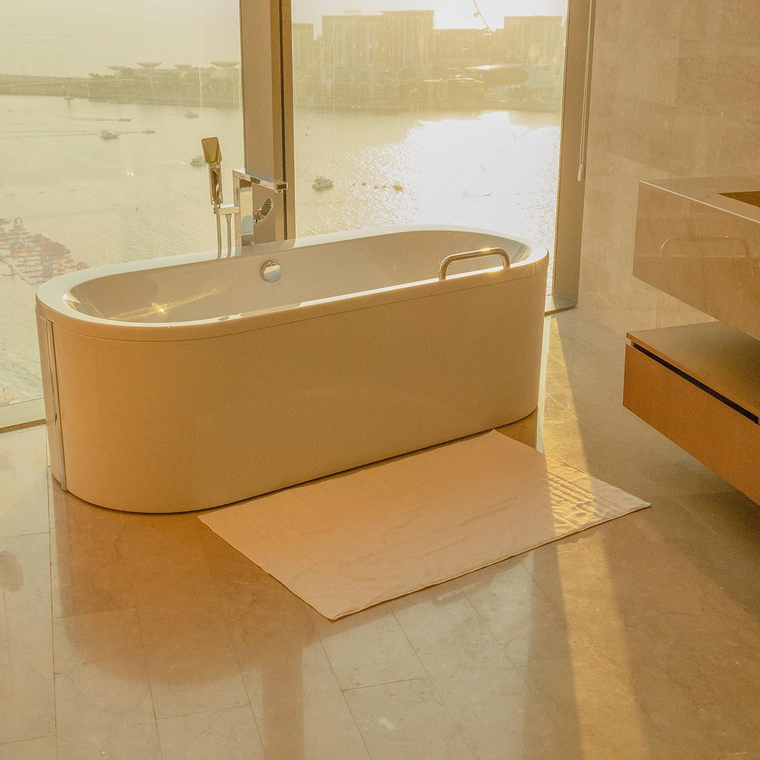 Mosobam 1000 GSM Hotel Luxury Bamboo Viscose-Cotton, XL Bath Mat 28X44,  White, Oversized Bath Rug White XL Bath Mat (1)