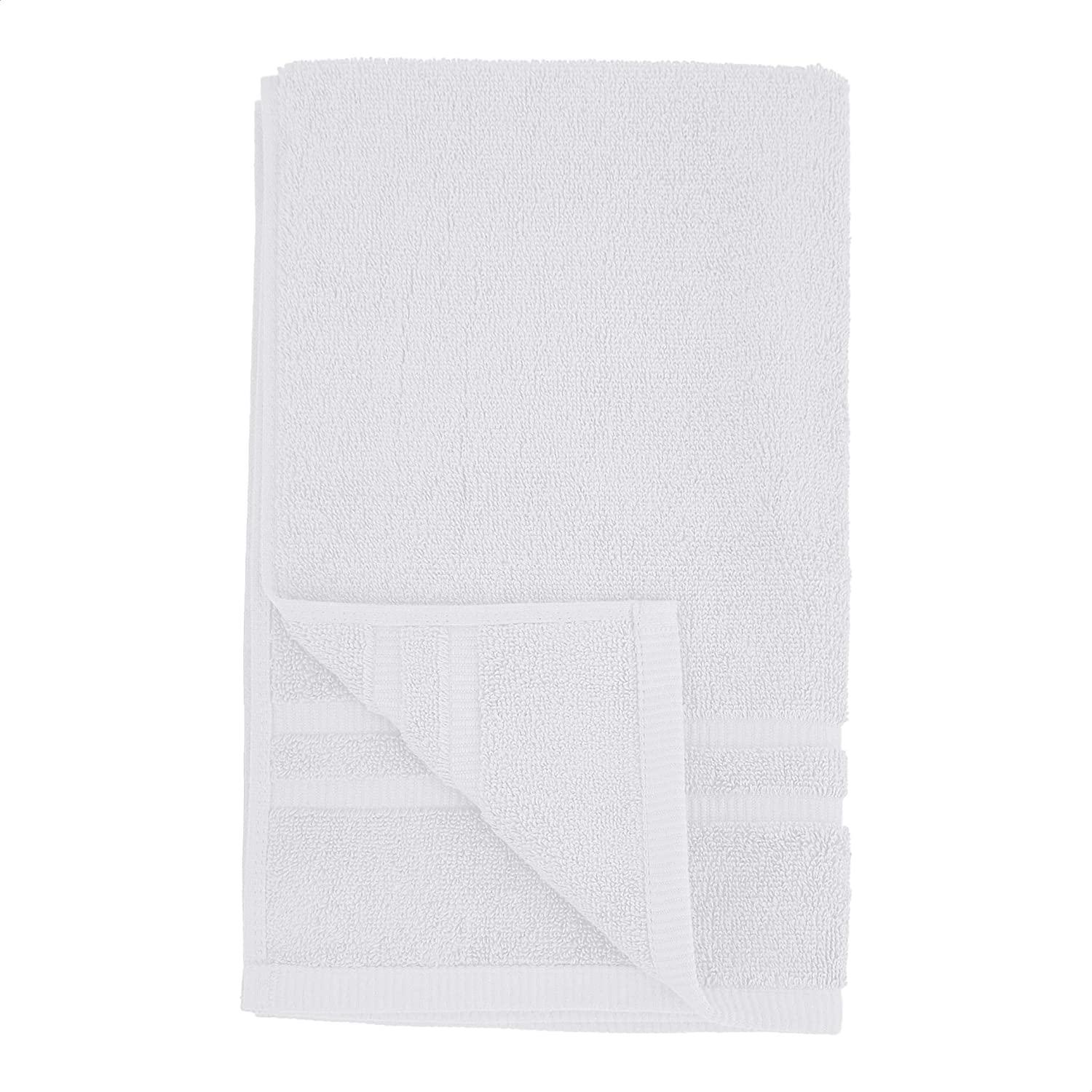 Basics Cotton Hand Towel, 12-Pack, White, 26 x16