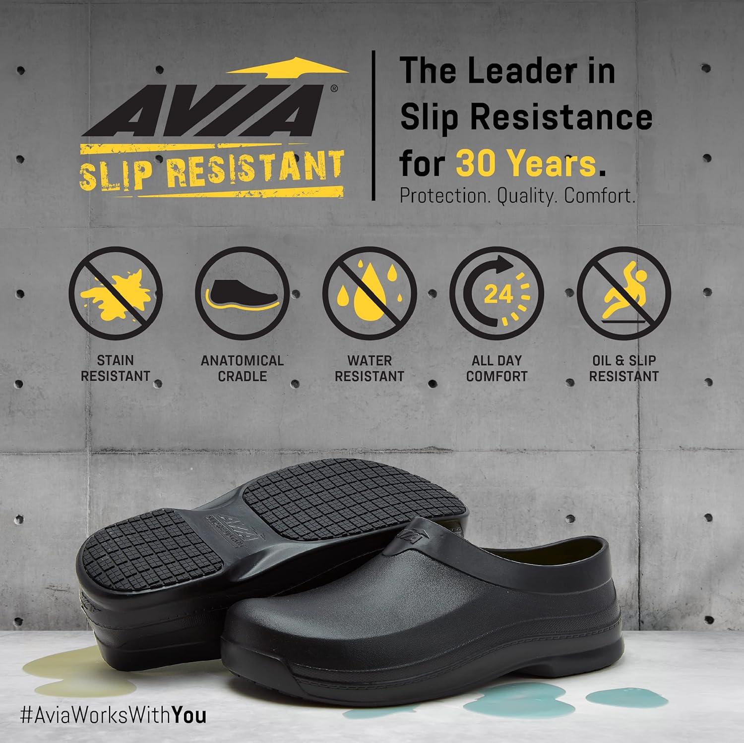 Avia Flame Slip Resistant Clogs for Women Slip On Work Shoes for