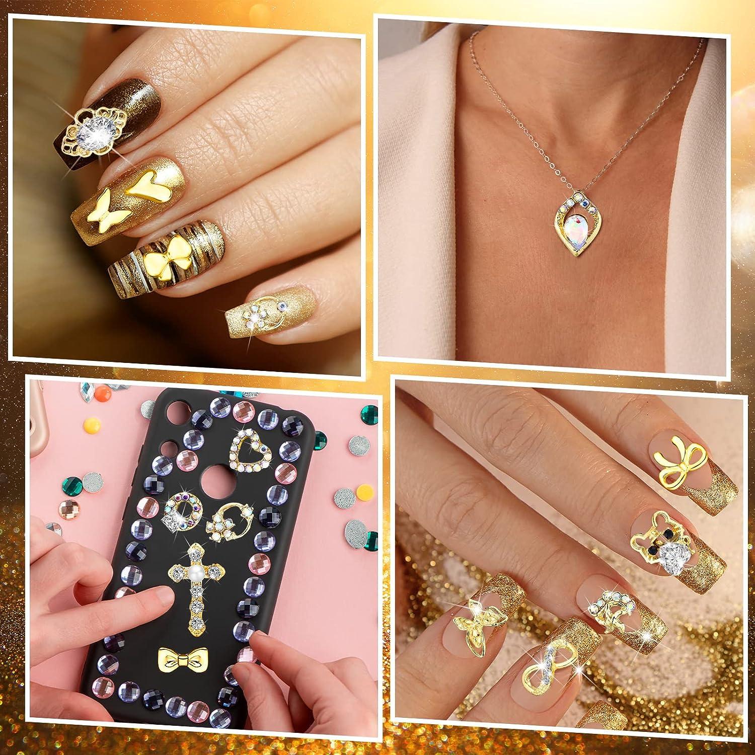 keusn 3d nail diamonds art charms nail gold charms for acrylic