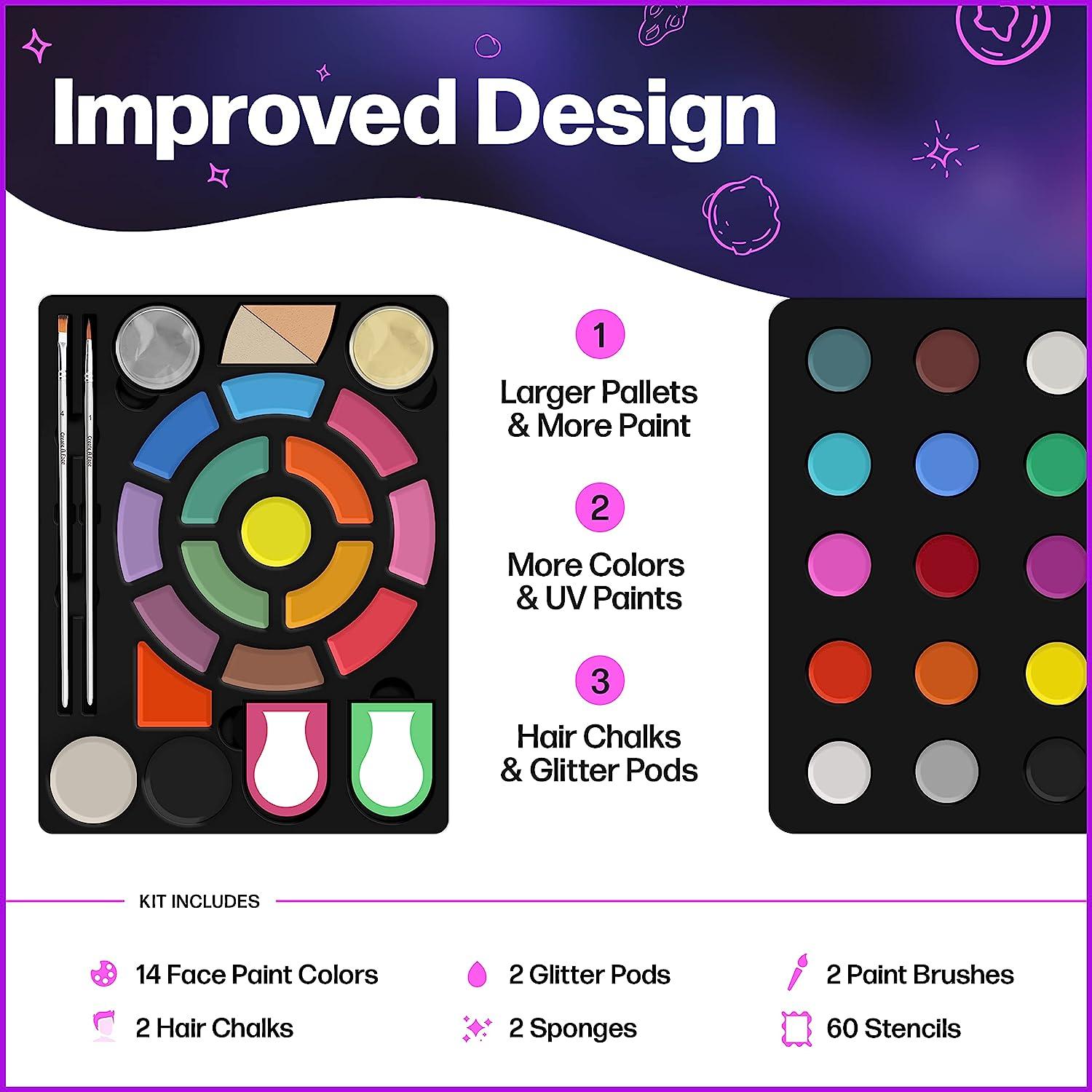 Water Based Face Paint Palette With Stencils Ideal For Christmas