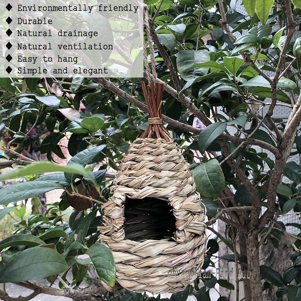Hand-Woven Teardrop Shaped Eco-Friendly Birds Cages Nest Roosting,Grass  Bird Hut,Hanging Bird House,Cozy Resting Place,100% Natural Fiber,Ideal for  Birds - Provides shelter from Cold Weather