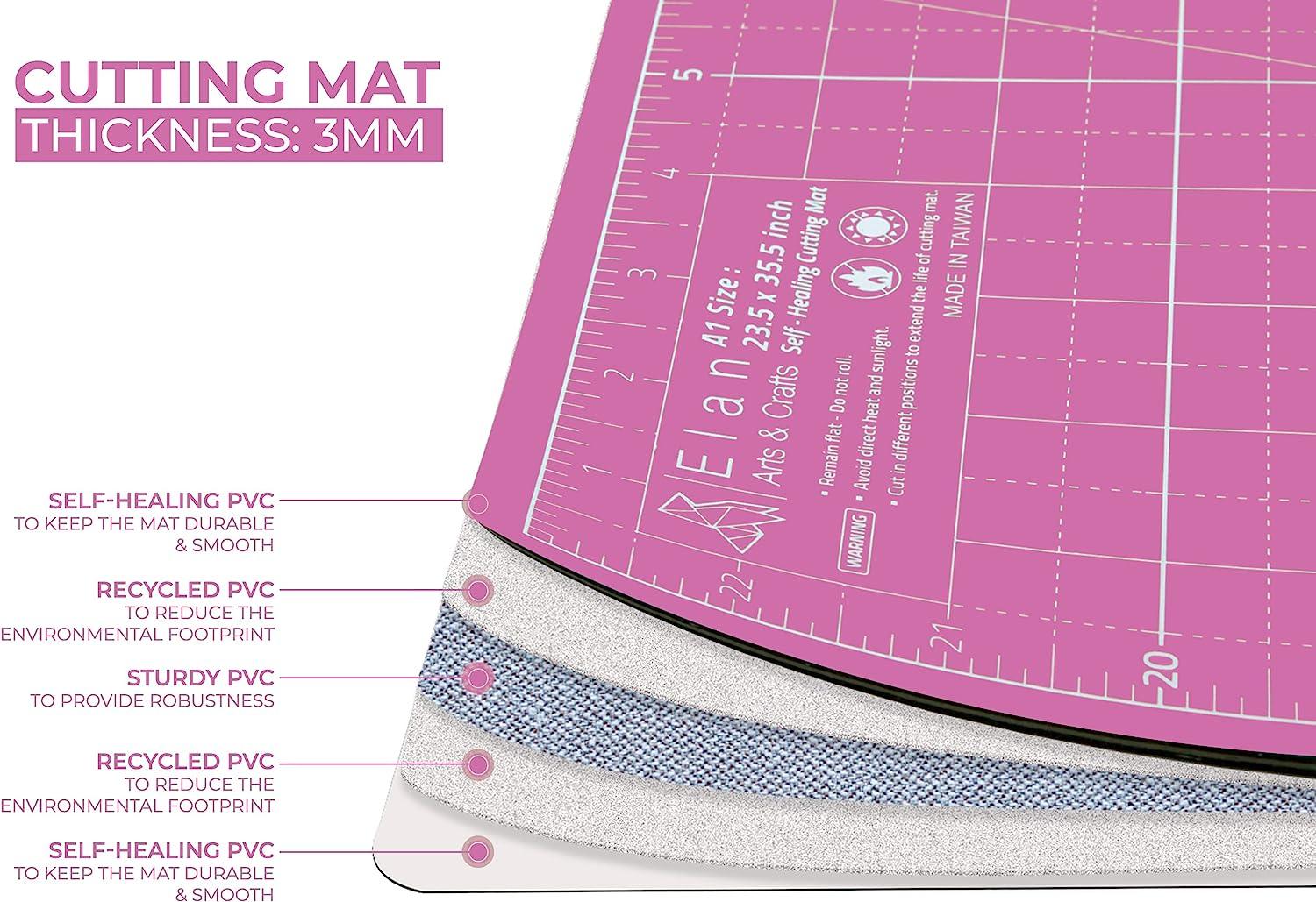 Elan Cutting Mat A3 Green, Self Healing Cutting Mat 18 x 12 inch, 5-Ply Craft Mat, Craft Cutting Board, Art Mat, Imperial Sewing Mat, Quilting Mat