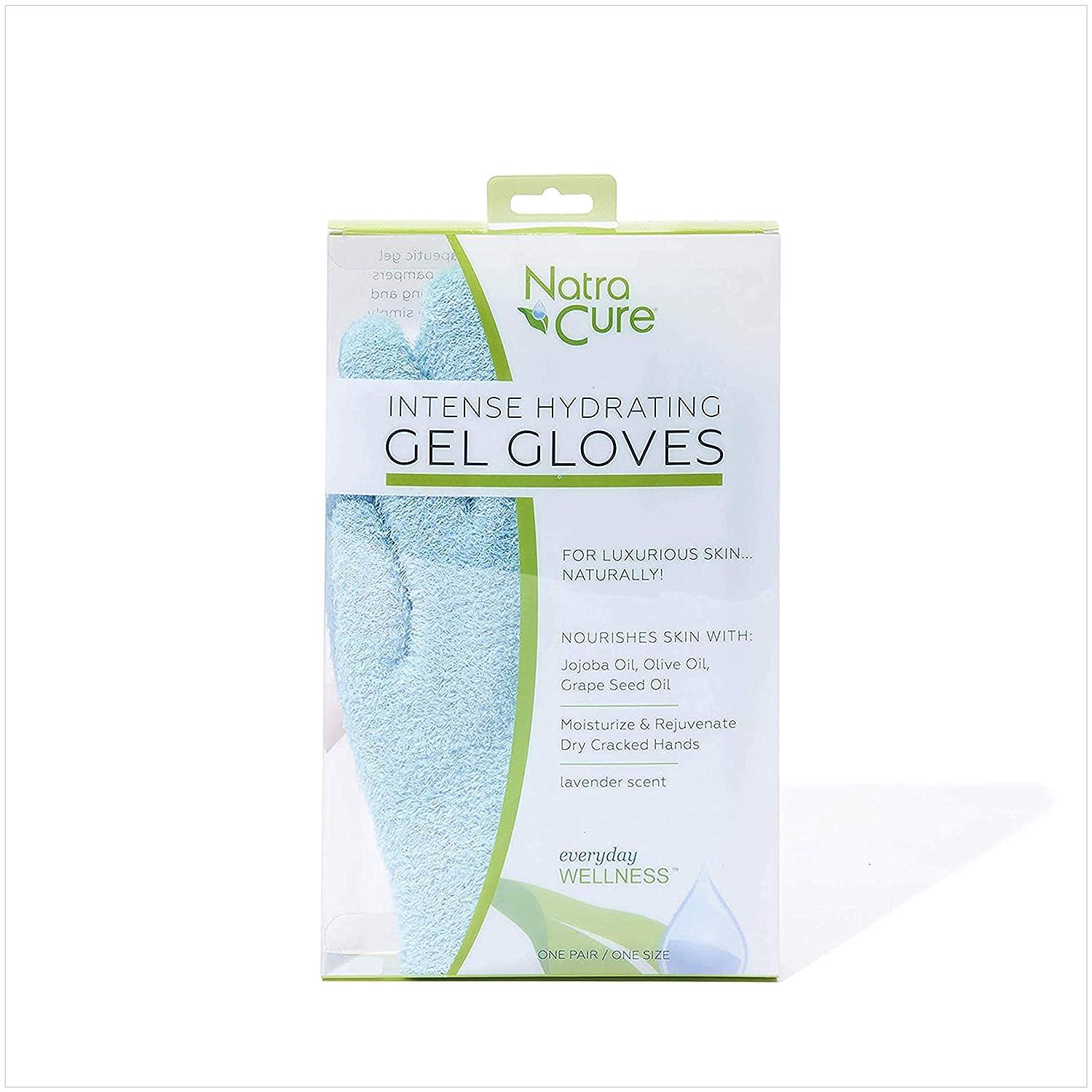 NatraCure Moisturizing Gel Gloves - (for Dry Cracked Skin Aging Hands  Cuticles Eczema After Hand Washing Instead of Overnight Sleeping Gloves  Lotion Cream) - Color: Aqua