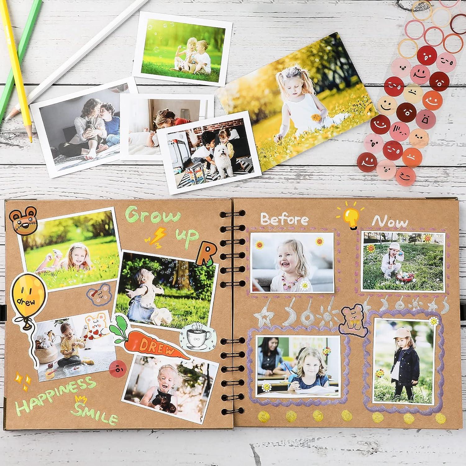DIY Photo Album Scrapbook 8.5x11 Inch Hardcover 3 Ring Black Scrapbook  Paper 60 Pages Many Scrapbooking Supplies Scrapbooking Kit forBaby, Family