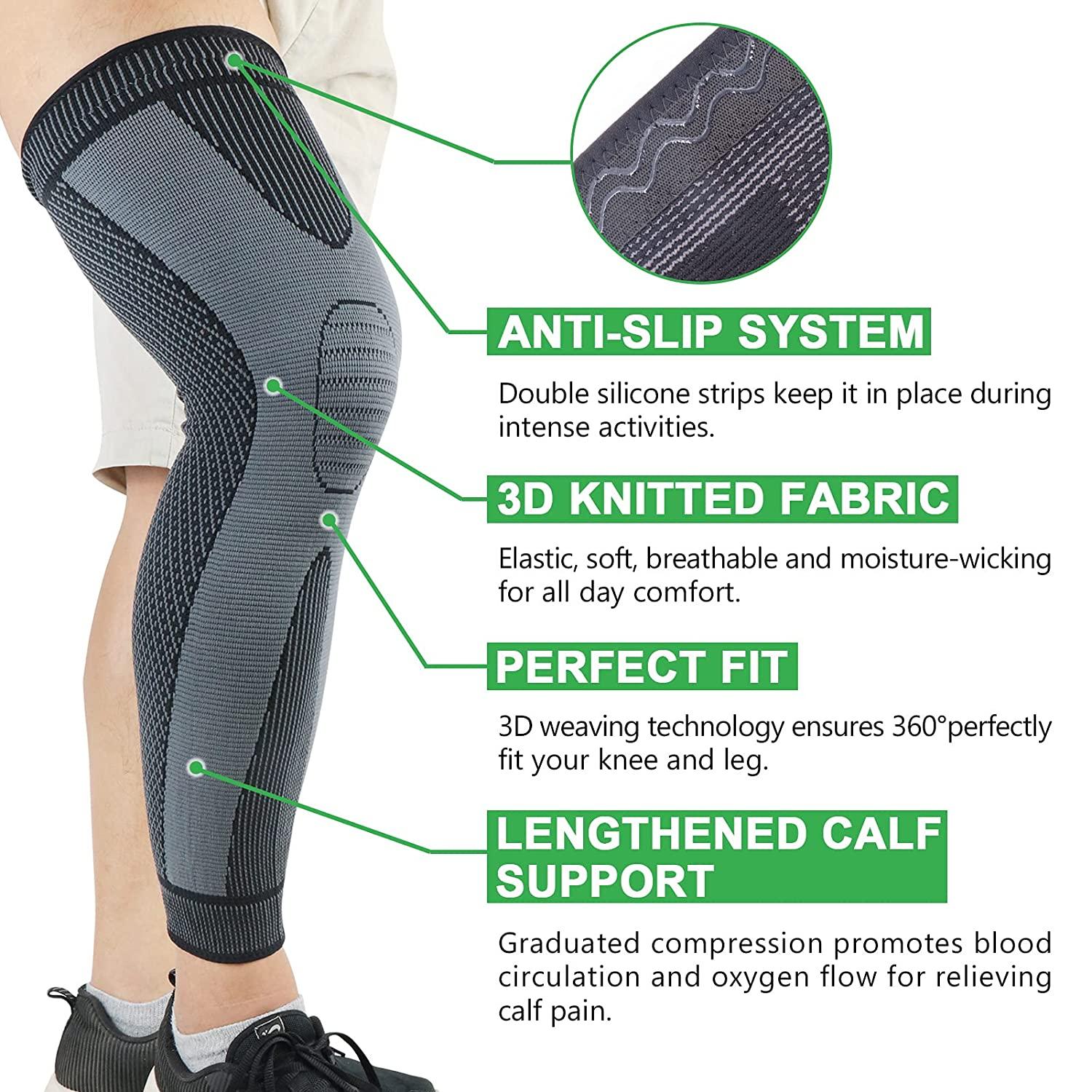 Sports Full Leg Compression Sleeves Knee Brace Calf Support