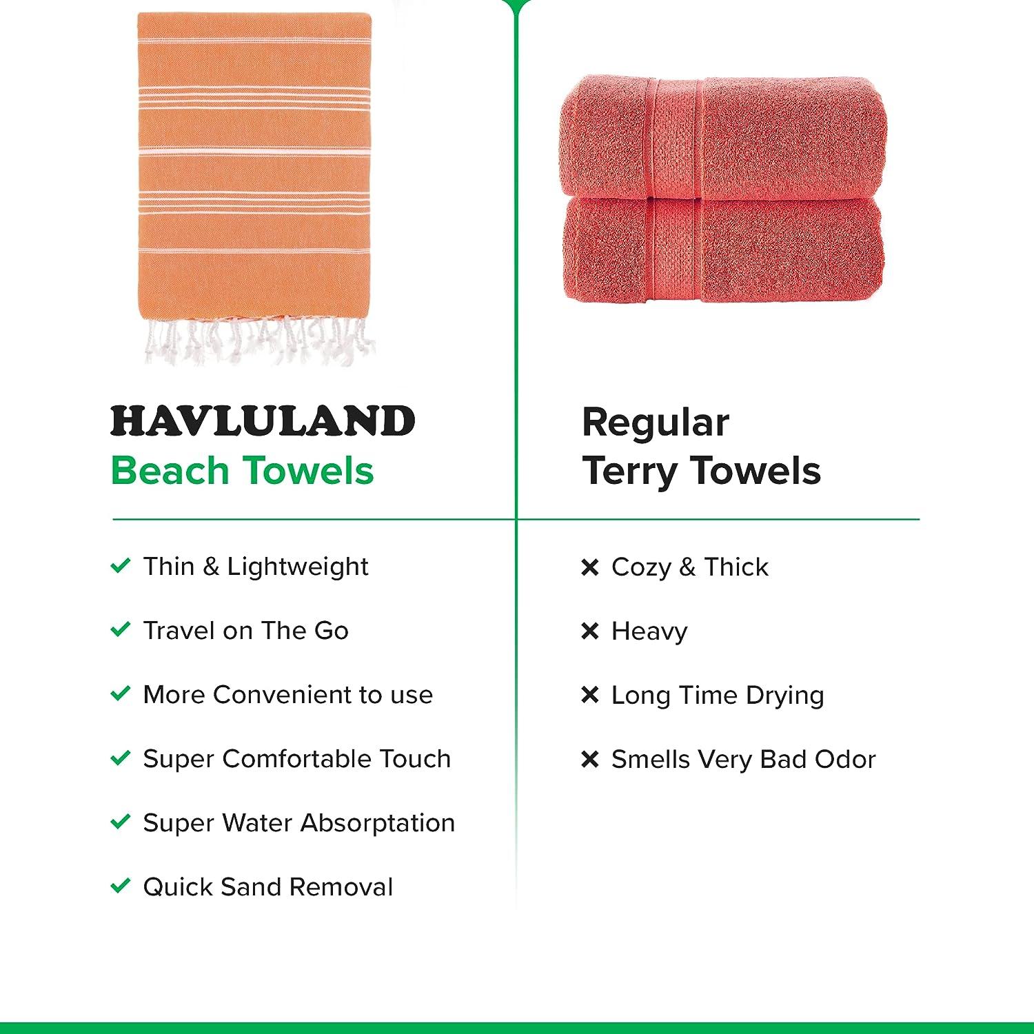 HAVLULAND Set of 6 Turkish Bath Towels 100% Turkish Cotton Beach Towel  Oversized 71x39 Absorbent Turkish Towel Quick-Dry Beach Towels Sandproof  Beach Blanket Travel Towels