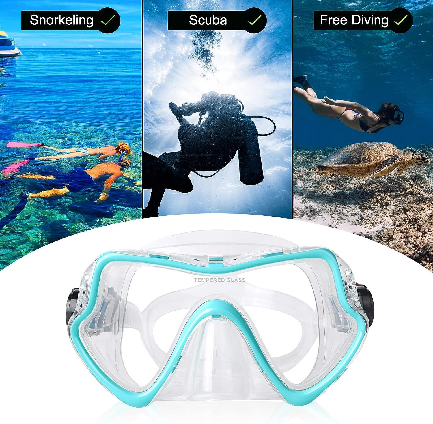 Dry Snorkel Set Snorkeling Gear Diving Equipment Dive Mask Snorkel Goggles  Anti-Fog Mask Scuba Diving Freediving Spearfishing Swimming : :  Sports & Outdoors