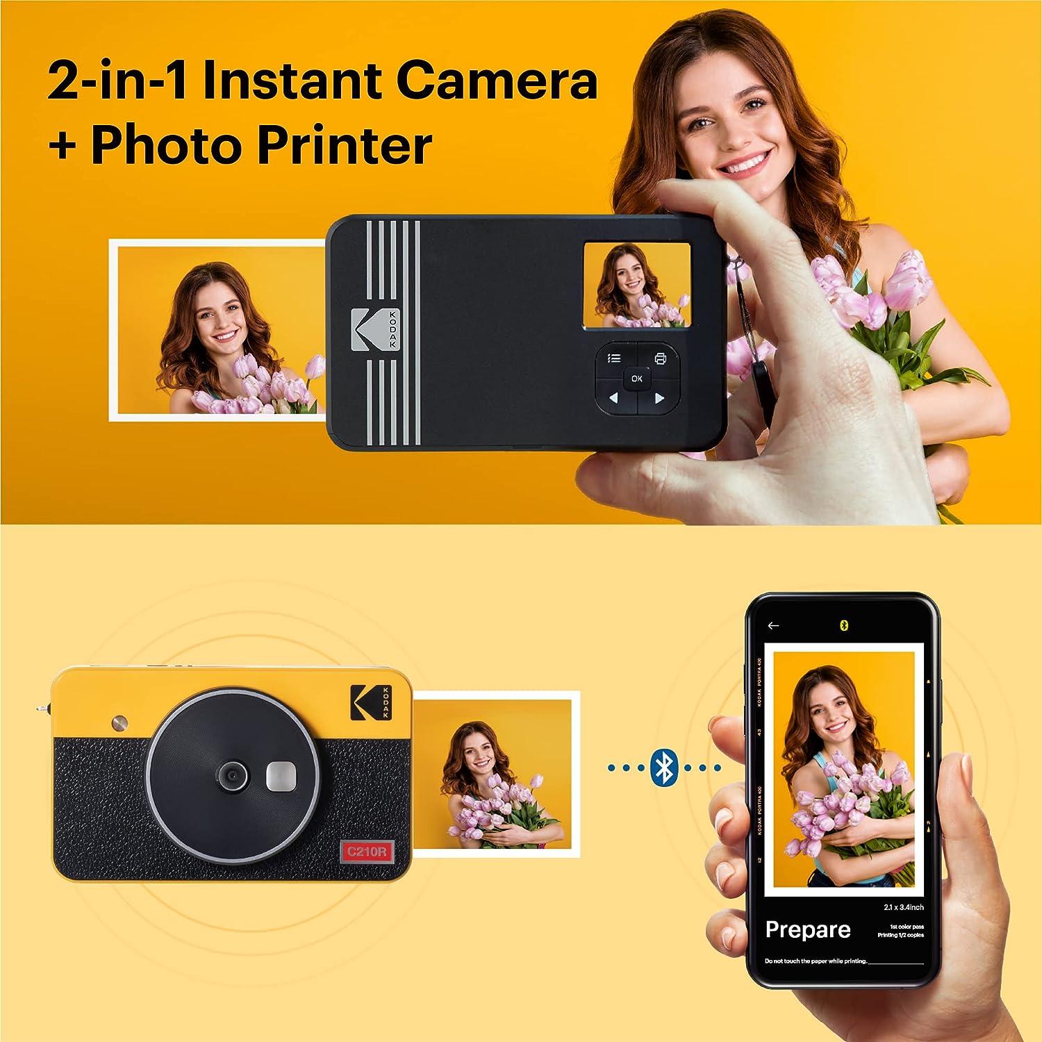 KODAK Mini Shot 3 Retro 4PASS 2-in-1 Instant Digital Camera  and Photo Printer (3x3 inches) + 60 Sheets Cartridge Bundle, White :  Electronics