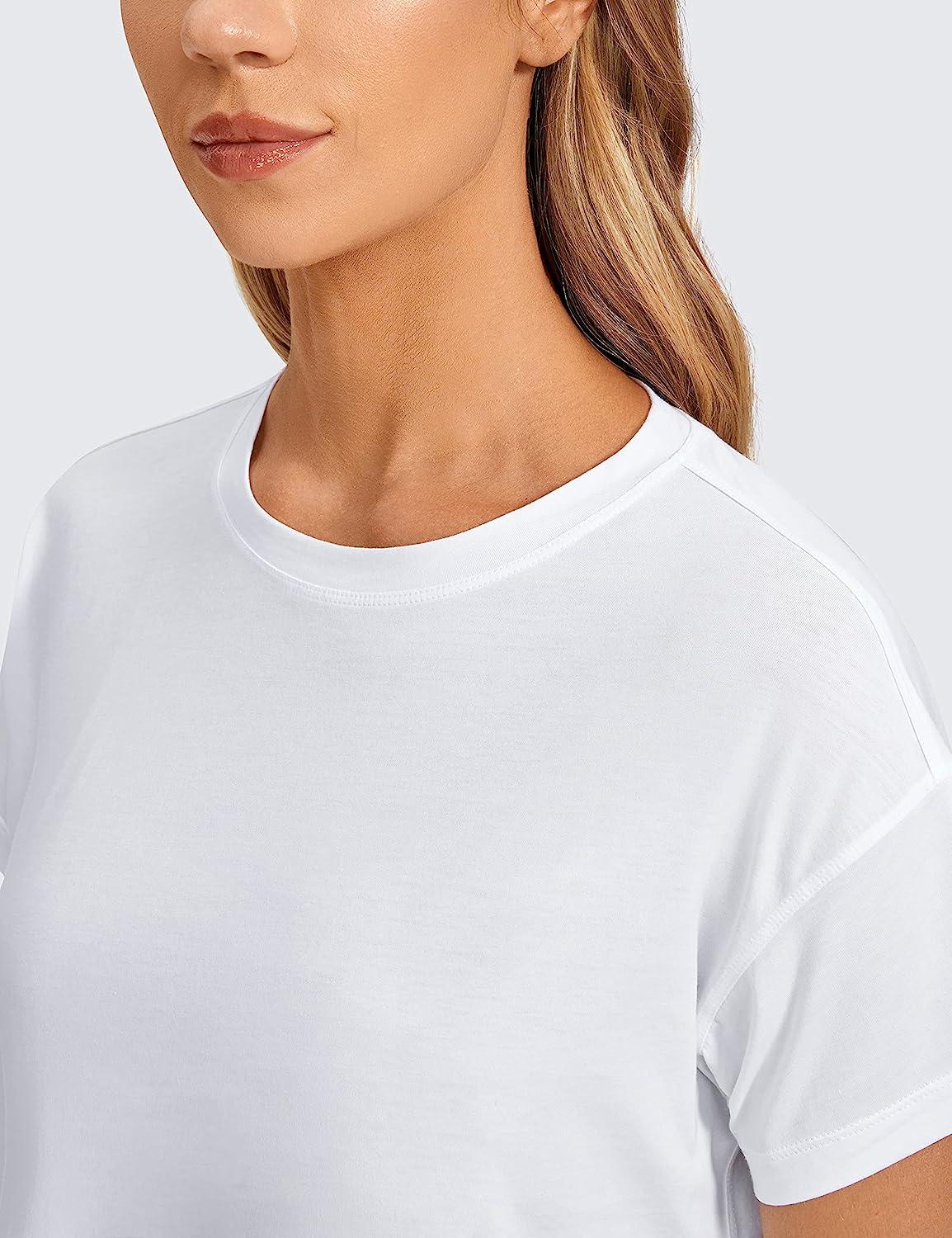 CRZ YOGA Pima Cotton Long Sleeve Shirts for Women Workout Crop