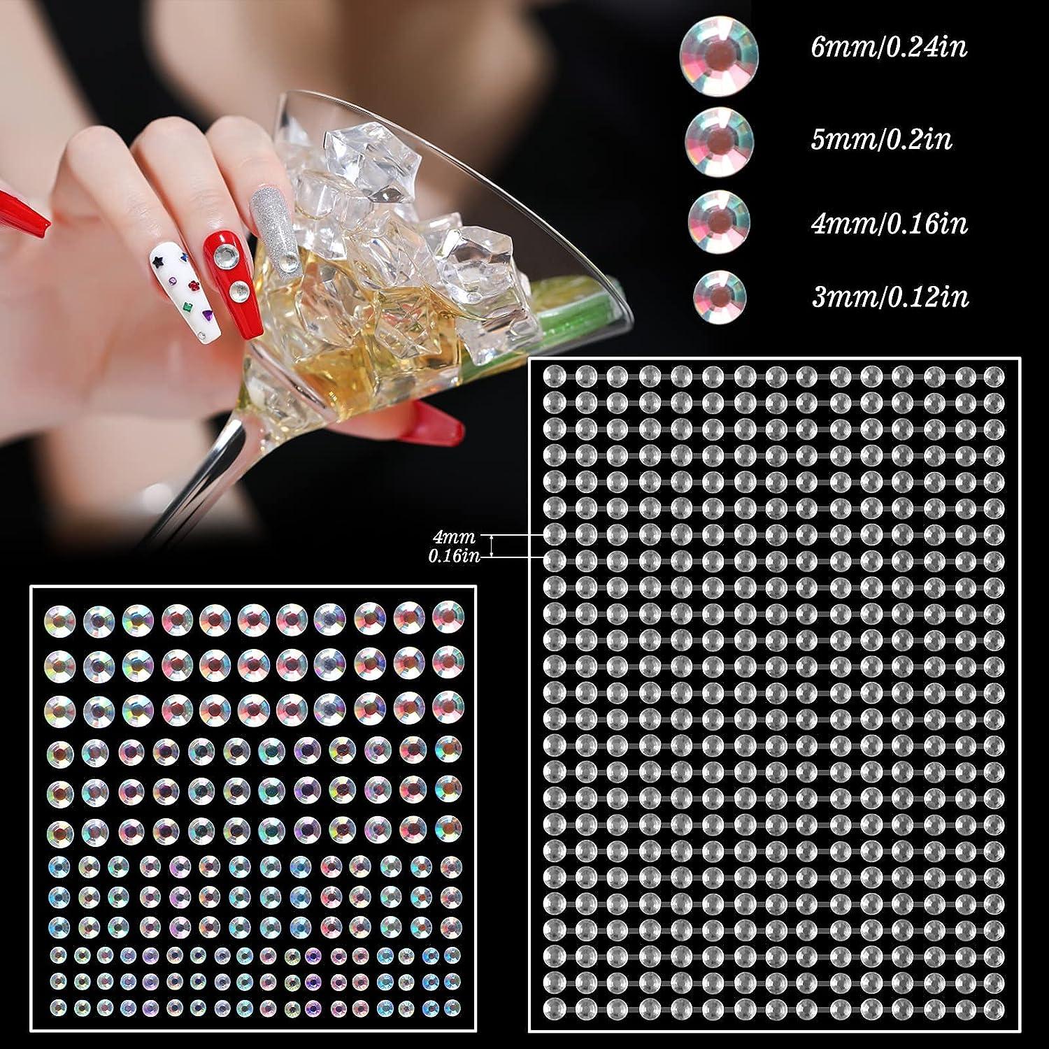 1 Sheet 3/4/5/6mm Rhinestone Stickers Self Adhesive Crystal Beads