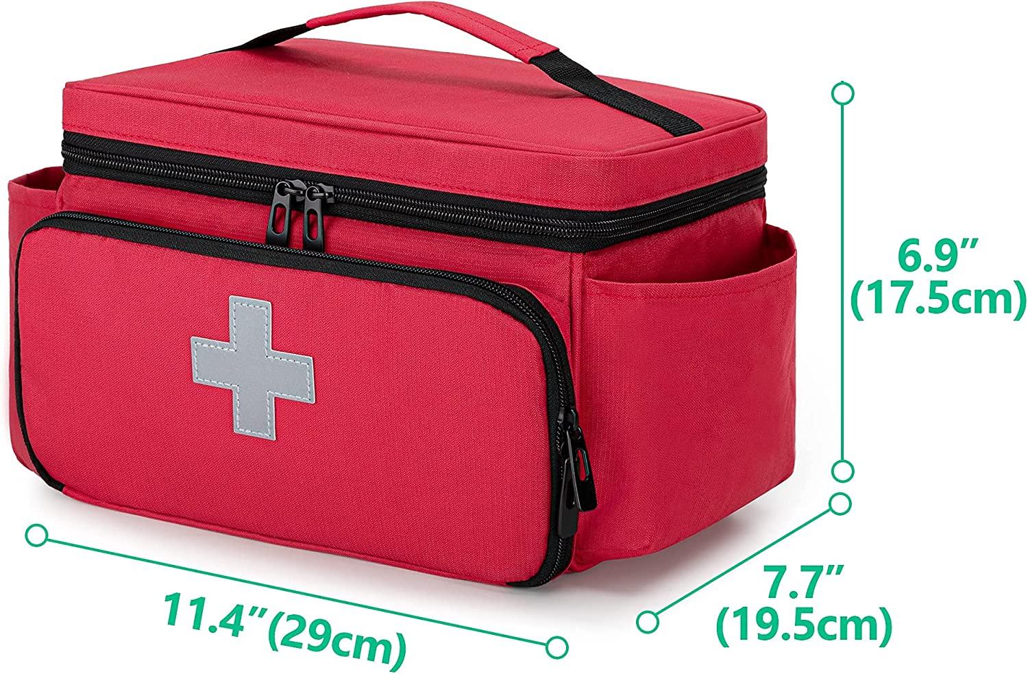 CURMIO Small Medicine Storage Bag Empty, Family First Aid Organizer Box for  Emergency Medical Kits, Red (Bag Only, Patent Pending)