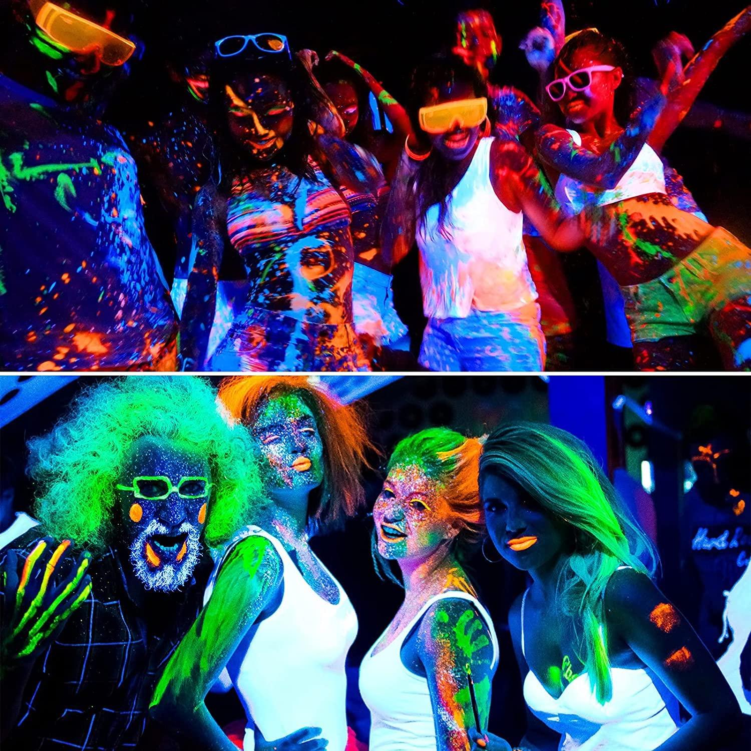 12 Colors Glow In The Dark Face & Body Paint, UV Black Light Glow Body  Paint