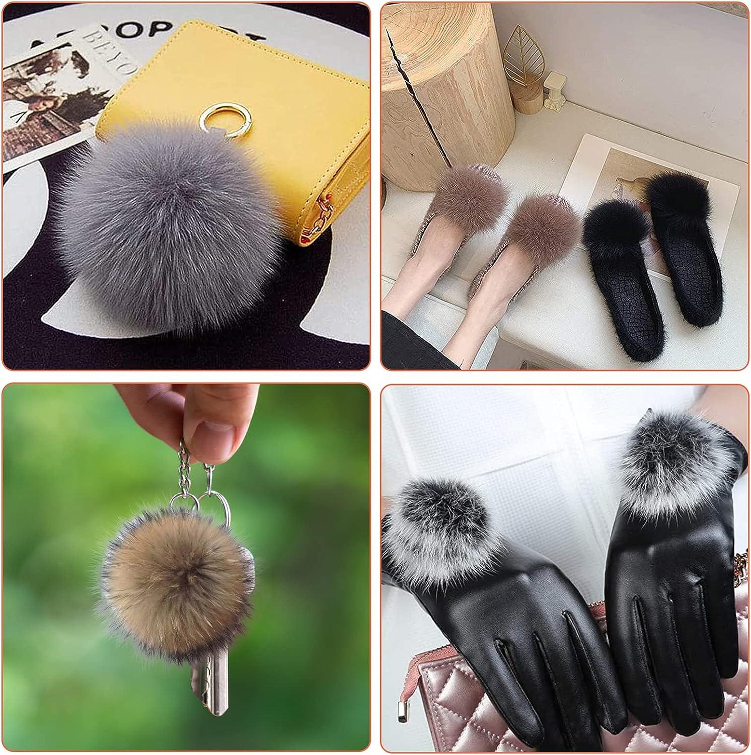  48 Pieces Faux Fur Pom Poms Balls DIY with Elastic Loop  Colorful Fur Key Rings Fluffy 3.1 Inch Rabbit Faux Fur Pompoms for Hats  Scarves Gloves Bags Accessories (Bright Colors)