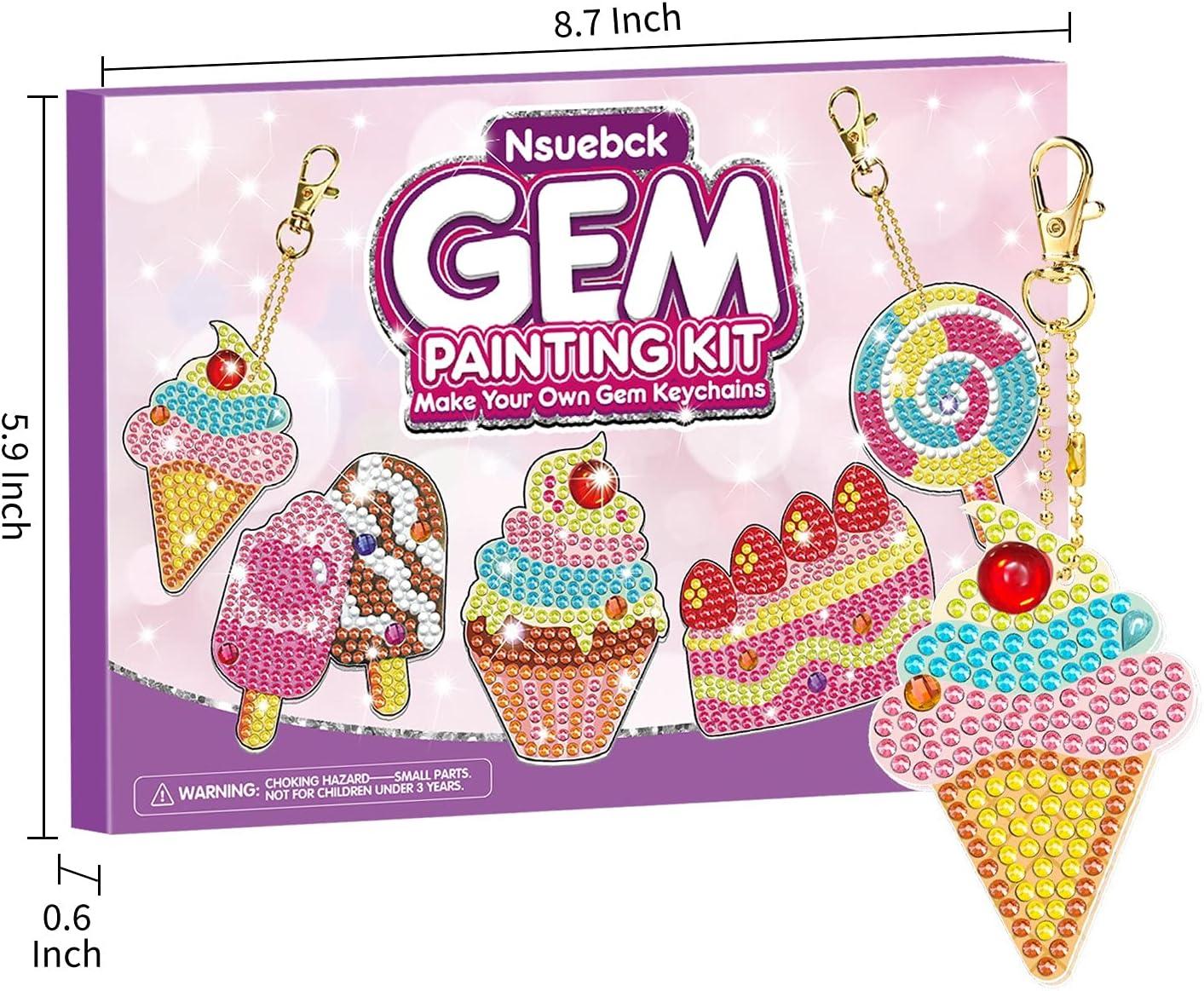  Nsuebck Gem Art for Kids - Paint by Number Diamond Art  Keychains - DIY Arts and Crafts Birthday Valentines Day Gifts for Kids  Girls 6-8 8-10 10-12 : Toys & Games