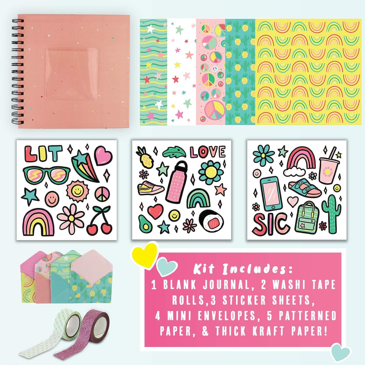 DOODLE HOG Design Your Own Pink Scrapbook, Kids Scrapbook Kit, Gifts for 10  Year Old Girl, Personalize & Decorate Your DIY Scrapbook with Washi Tape,  Sticker Sheets, 40-Page Thick Paper, Hardcover