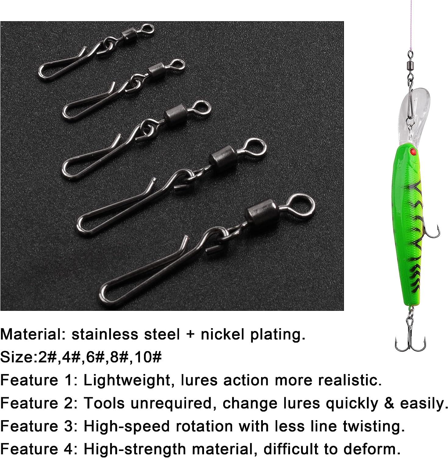 PATIKIL Fishing Rolling Swivel with Hanging Snap, 60 Pack 24lb Stainless  Steel Fishing Terminal Tackle, Silver, Swivels & Snaps -  Canada
