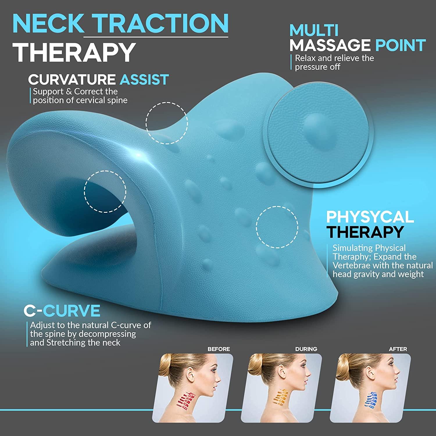 Neck Stretcher for Neck Pain Relief, Cervical Neck Traction Device with  Magnetic Therapy Pillowcase, Neck Hump Corrector, Neck and Shoulder Relaxer