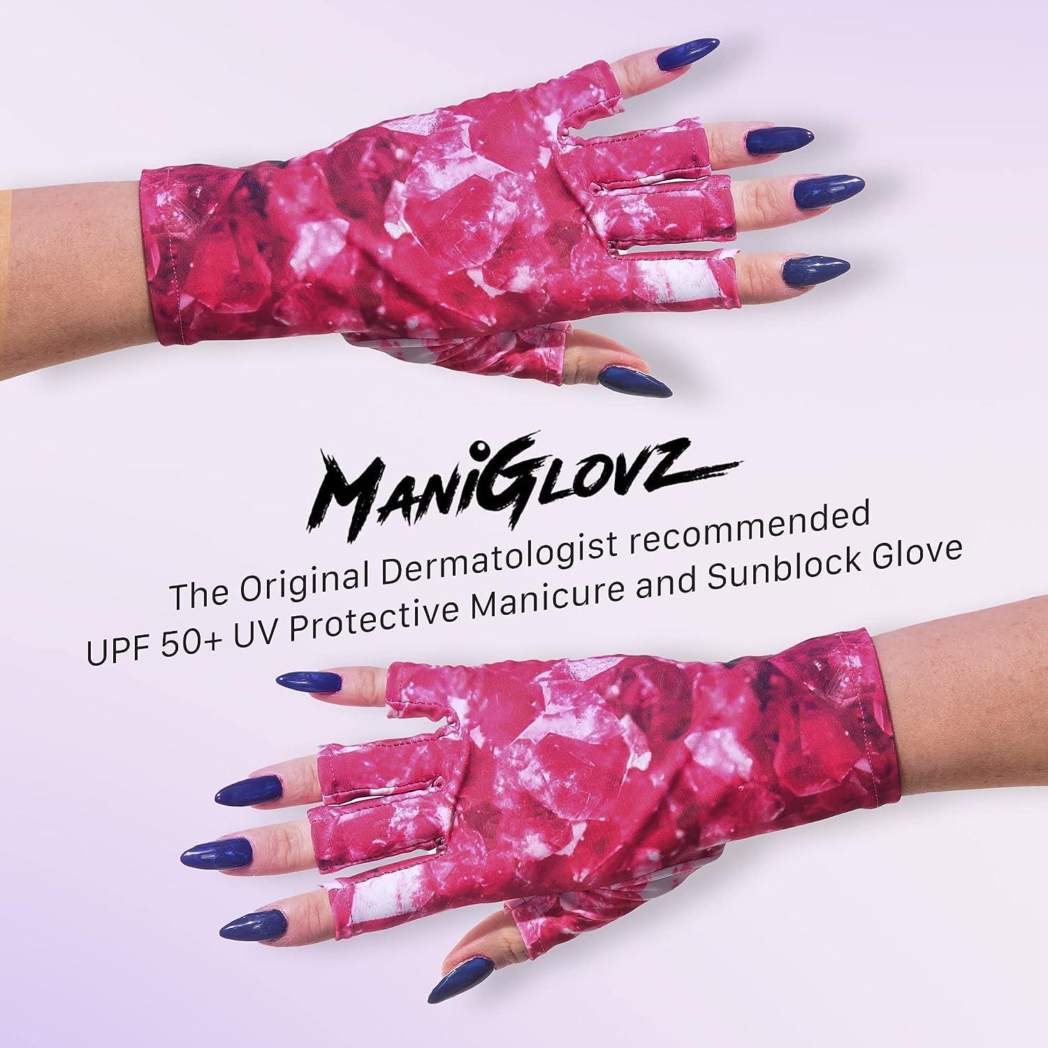 ManiGlovz - Anti UV Gloves for Gel Manicures Using Gel Lamp Dryers Driving  Lounging and More Fingerless Gloves That Shield Skin from The Sun and Nail  Lamp Outdoor Gloves Nailed It Print
