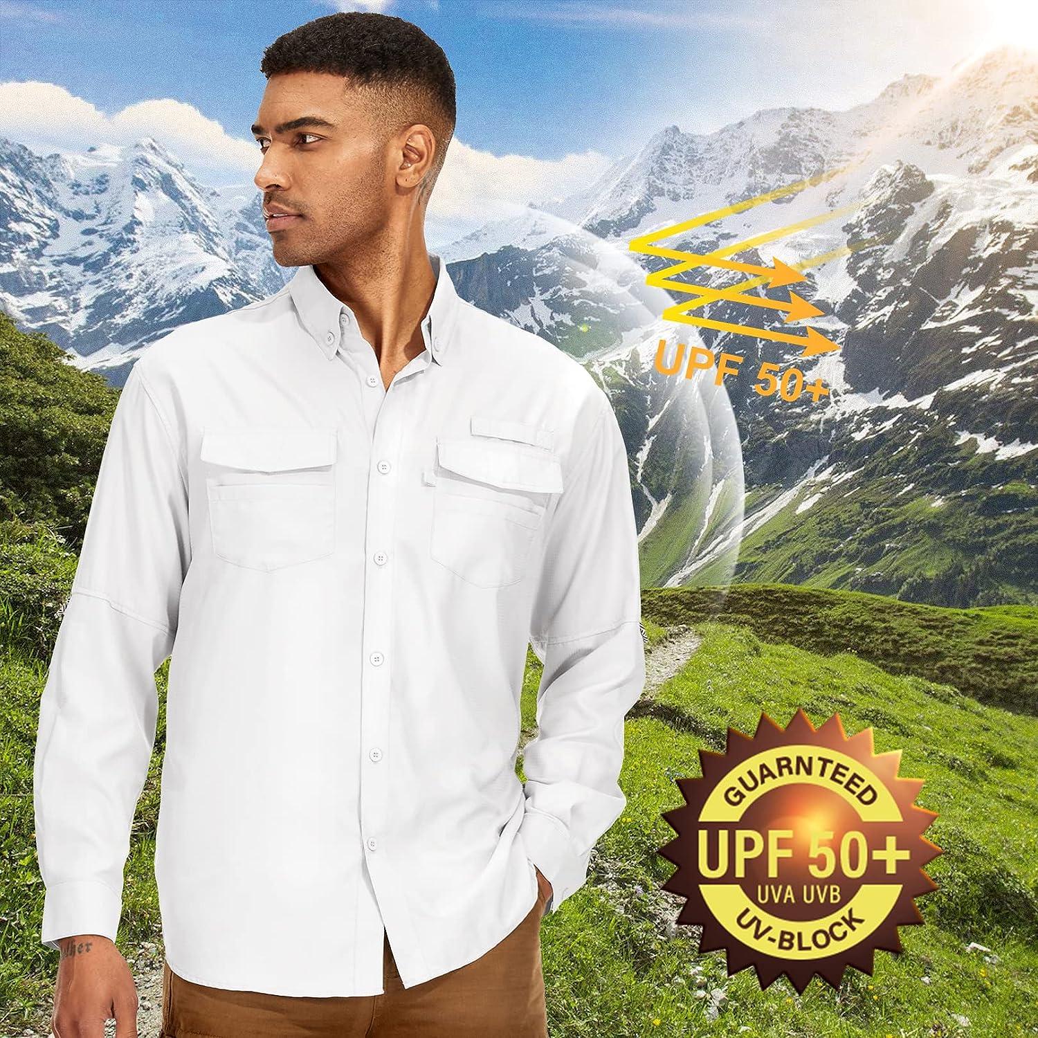 Asfixiado Mens Long Sleeve Fishing Shirts UV Protection UPF 50 + Outdoor  Quick Dry Lightweight Cooling Hiking Shirt 3X-Large 5069# White