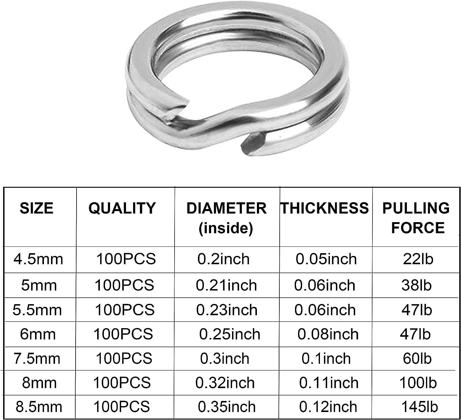 100Pcs Fishing Split Rings For Crank Hard Bait Silver Stainless Steel 3#-8#  Double Loop