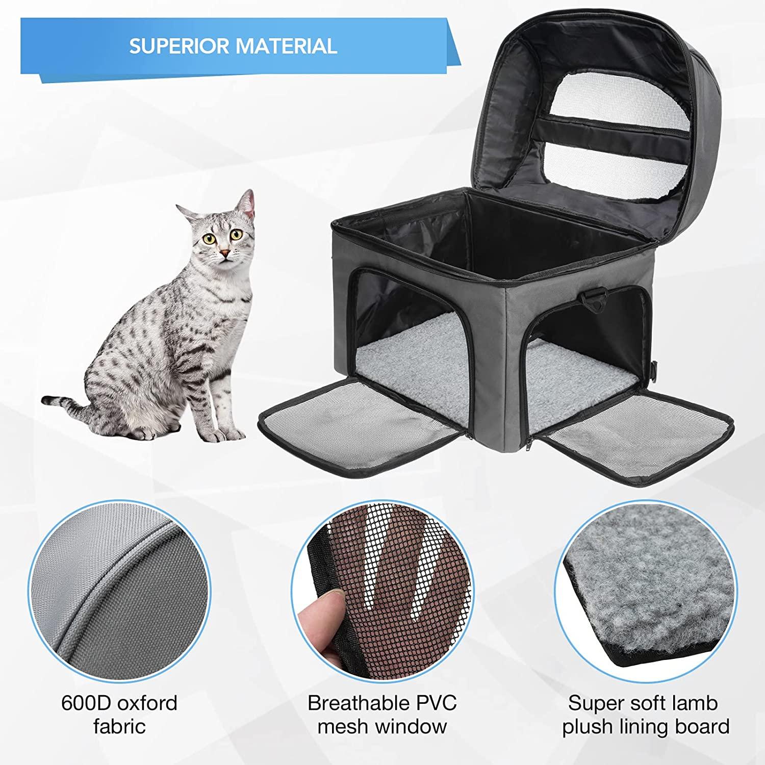 KOOLTAIL Cat Carrier, Large Soft-Sided Pet Travel Carrier, Airline Approved Pet  Carrier with Removable Fleece Pad and Pockets, Pet Carrier for Cats, Small  Dogs, Puppies (Grey)