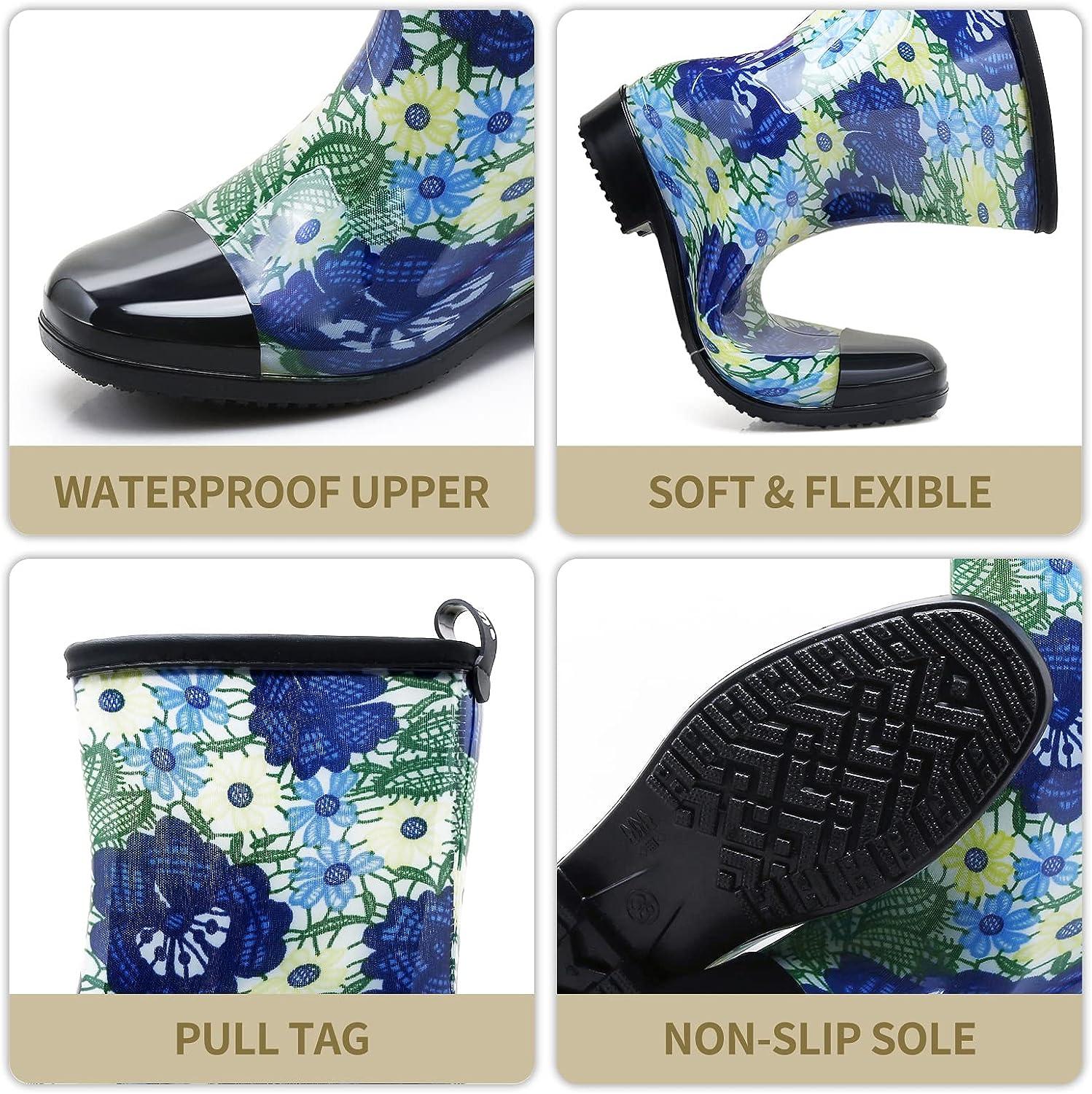 CKWLXQY Rain Boots for Women Waterproof Garden Boots Ladies Mid