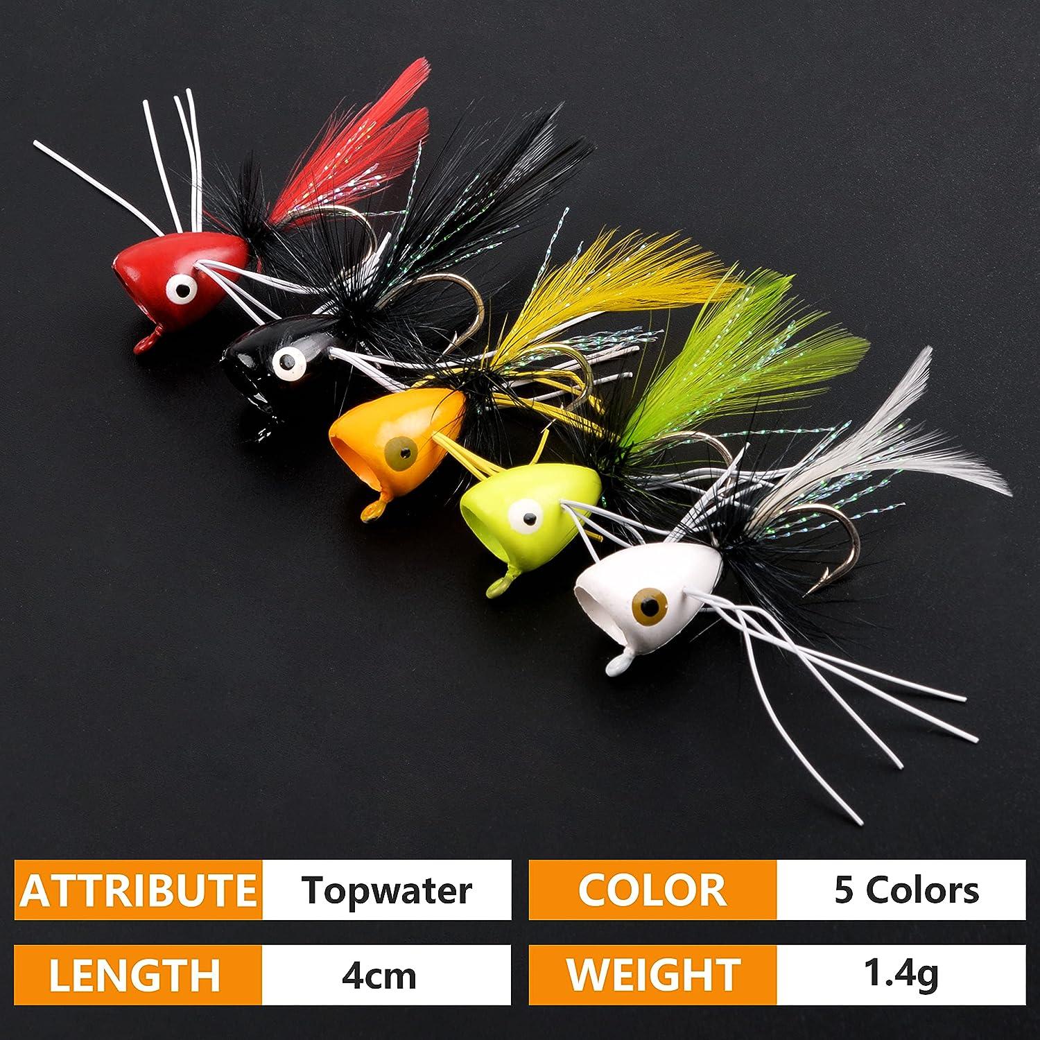 Popper Fly Fishing Lures Kit Panfish Dry Flies Bass Topwater Bug Colorful Fishing  Bait Lures with Hooks for Freshwater Panfish Bass Bluegill Redfish Trout  Green-10pcs