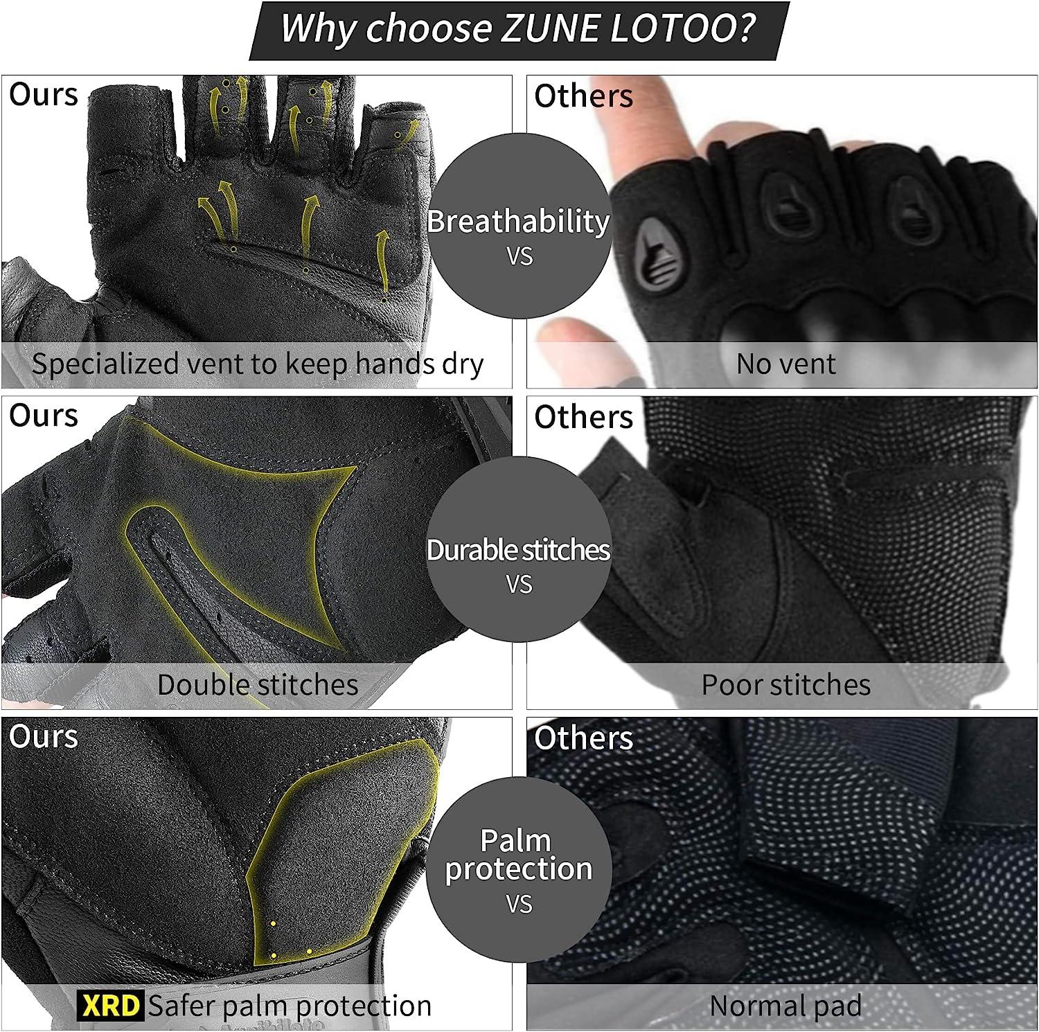 Zune Lotoo Leather Motorcycle Gloves Fingerless & Full Finger, Touchscreen  Tactical Work Gloves with EVA Impact Protection, XRD Abrasion Resistant for  Men Women Driving Riding Range Range Warehouse Full Finger X-Large-New