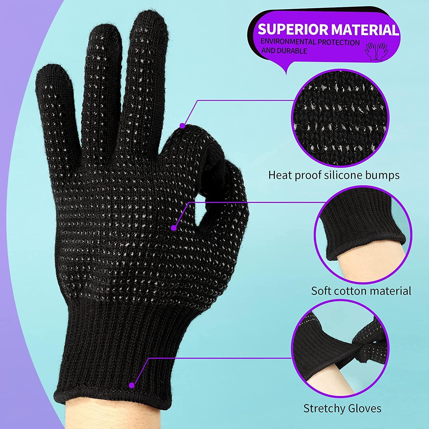 Heat Resistant Glove With Silicone Bumps For Hair Iron Tool, New Upgraded  Professional Heat Glove Mitts For Hot Hair Styling Curling Iron Wand Flat