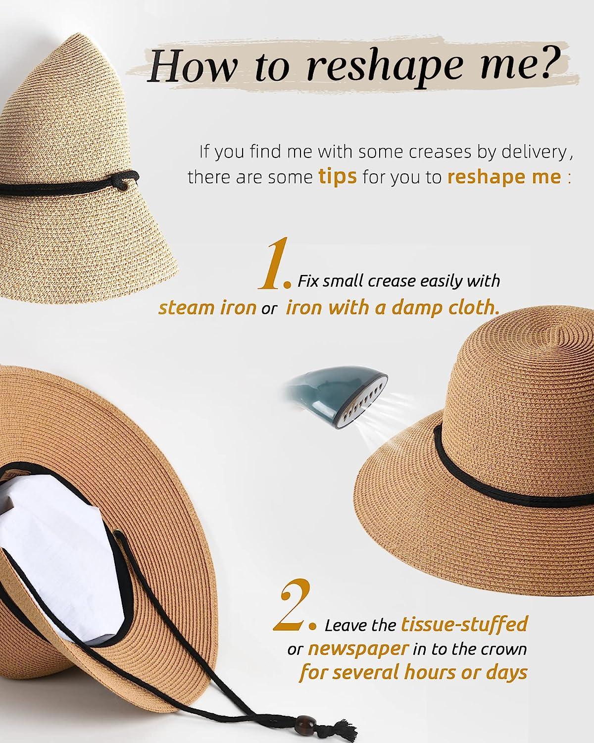 Womens Sun Hat with Wind Lanyard Wide Brim Straw Hat Women Yellow Sun Hat  for Women Foldable Beach Please Sun Hat One Size 