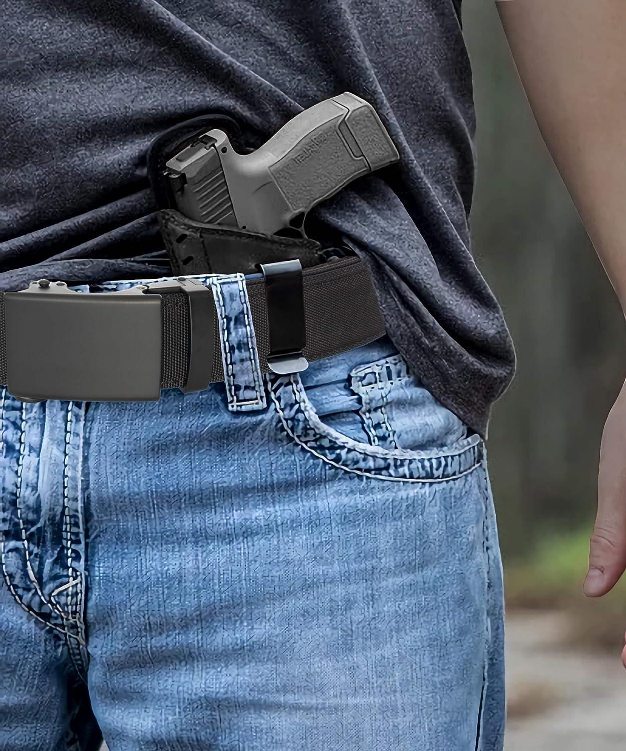 IBYADO Gun Belt, EDC Belt, Sturdy Concealed Carry Belt with ratchet buckle  Reinforced Nylon Tactical Belt 37-41