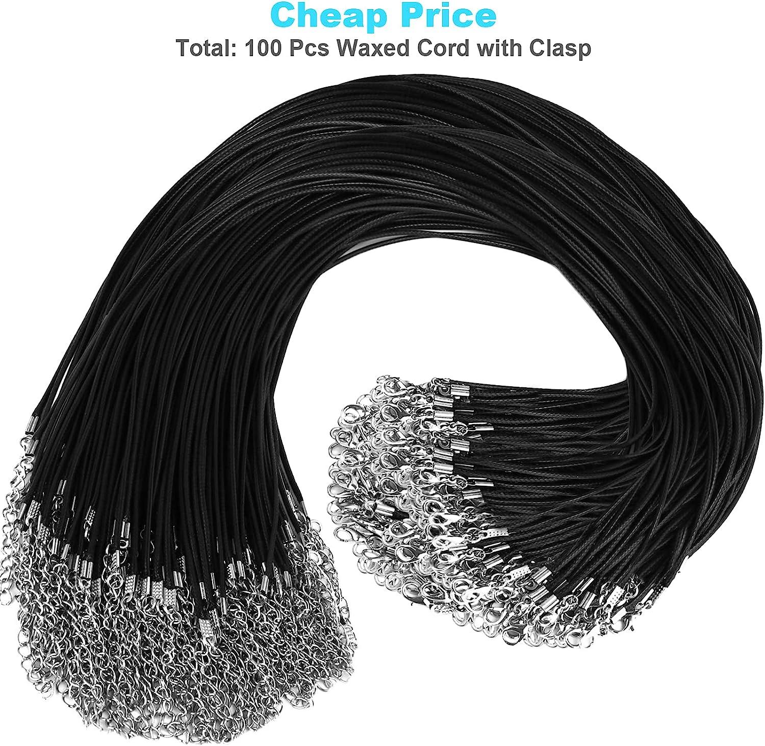 Black Braid Wax Cord Leather Rope Steel Clasp String Chain For Diy Pendant  Necklace Jewelry Making Cordon Cuero Para Colgante