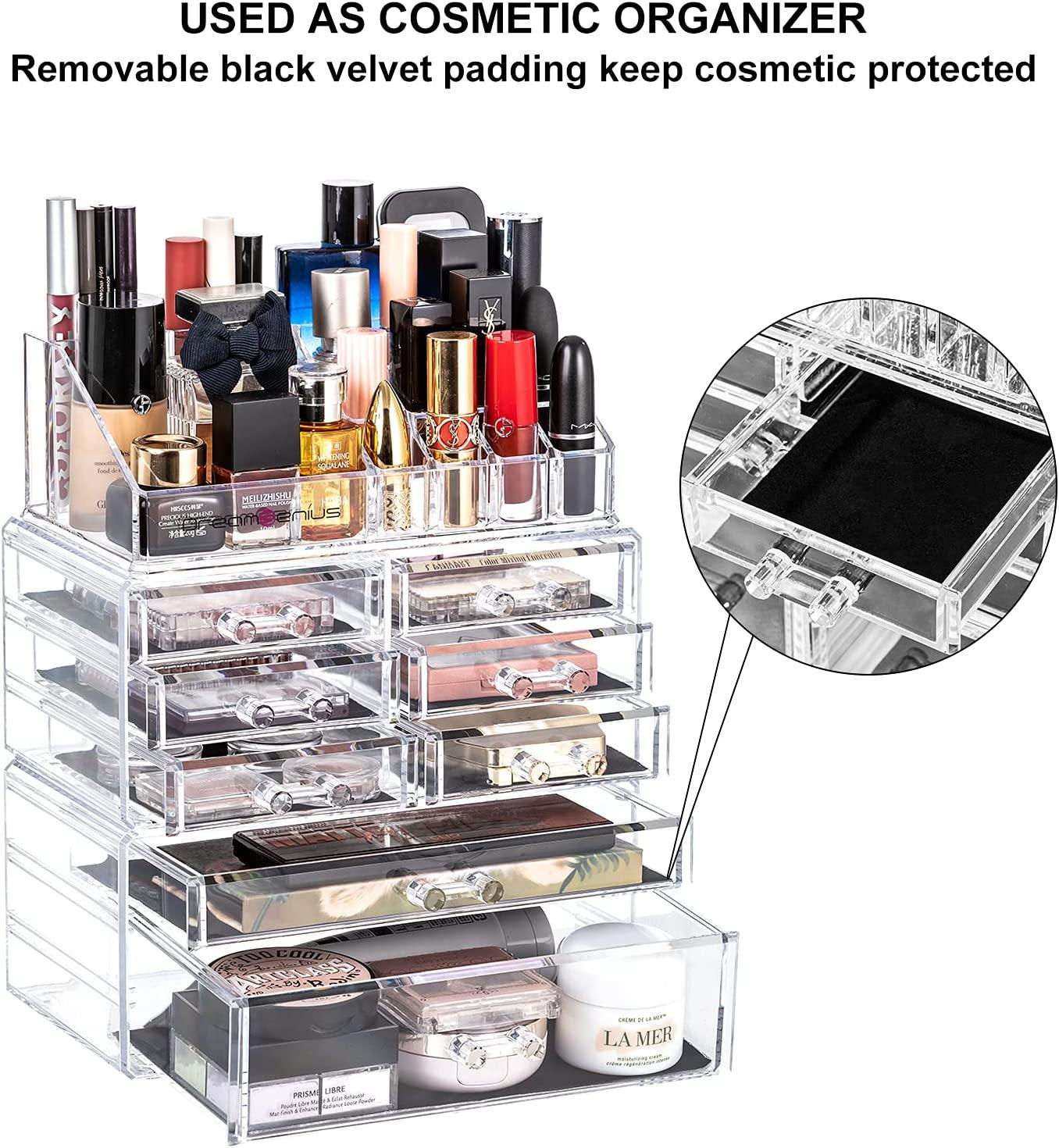 DreamGenius Makeup Organizer 3 Pieces Acrylic Cosmetic Storage